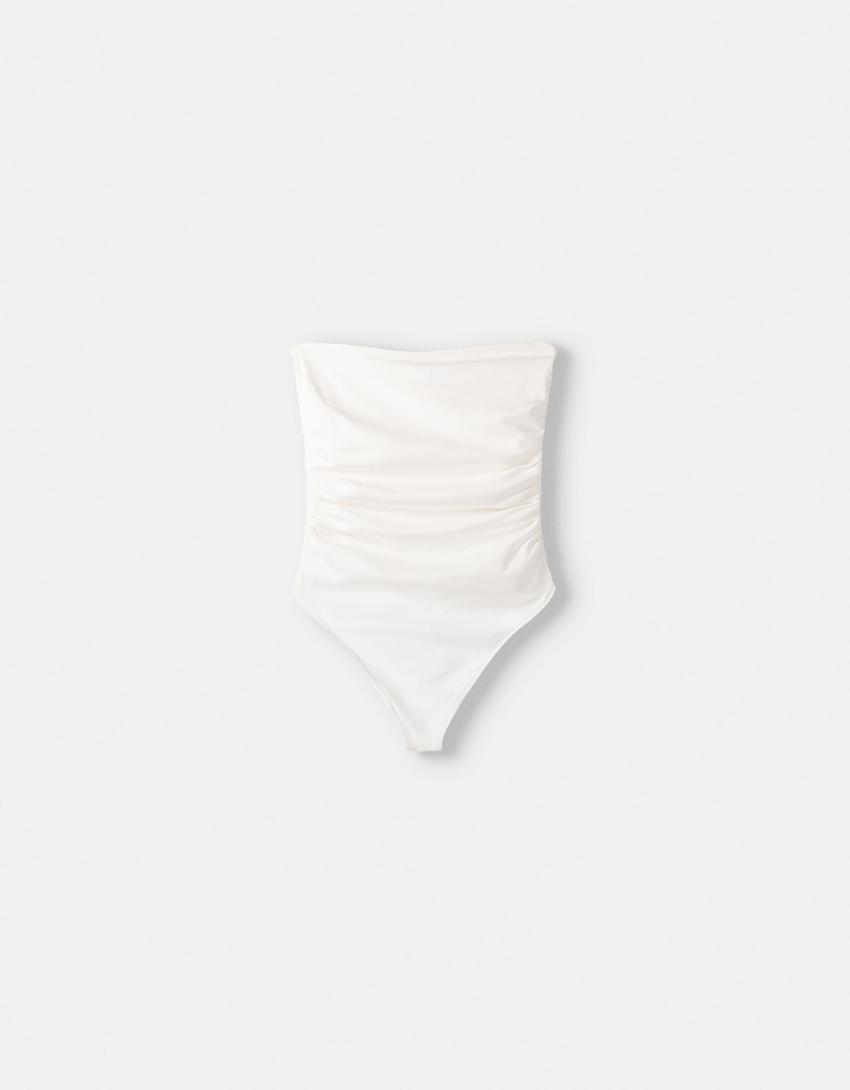 Body bandeau froncé-Écru-5