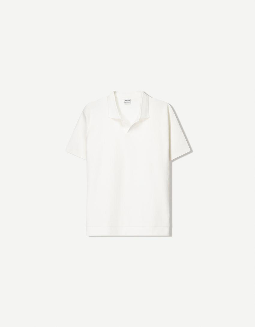 Textured polo shirt-Off white