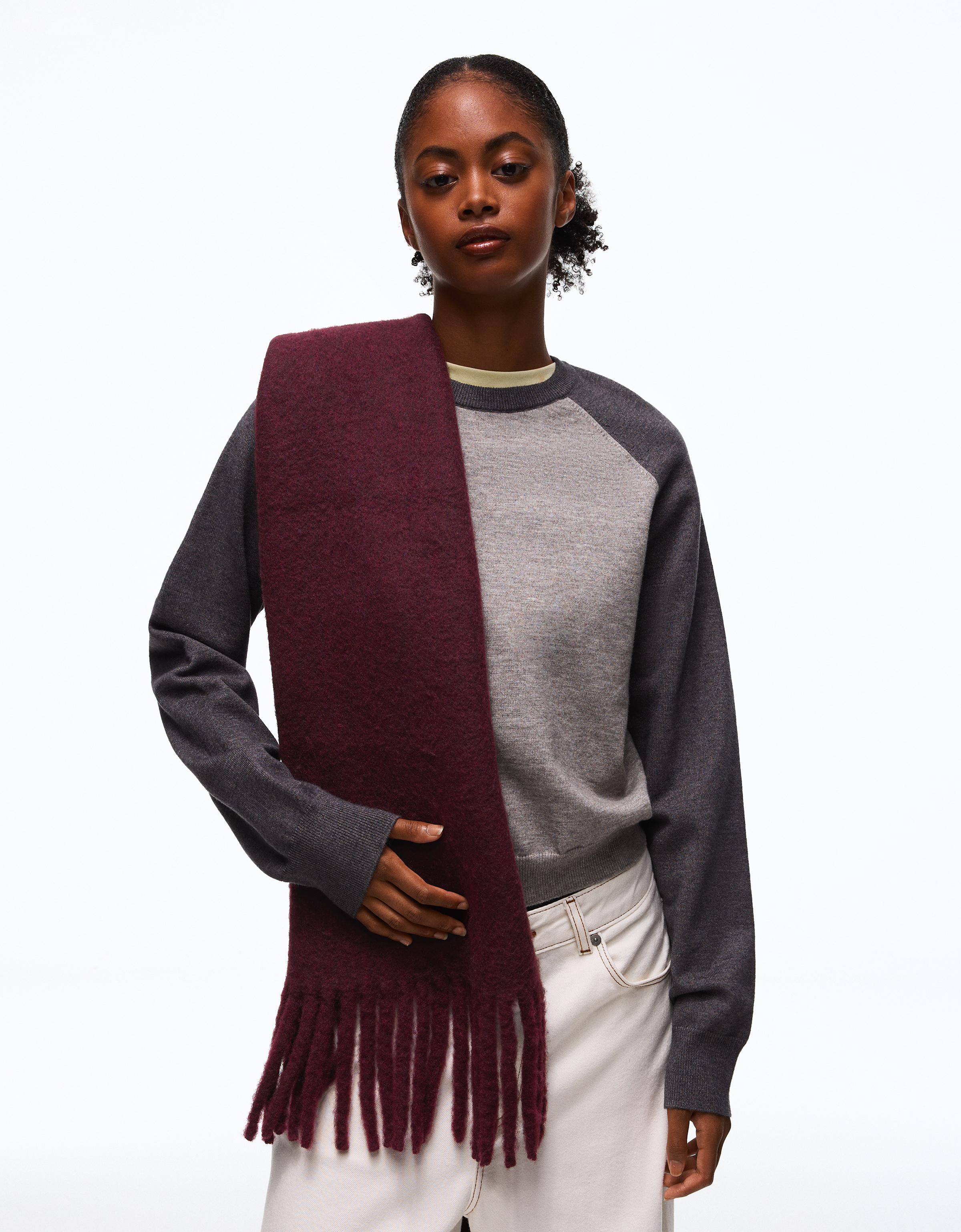 Chunky fringed scarf — Maroon