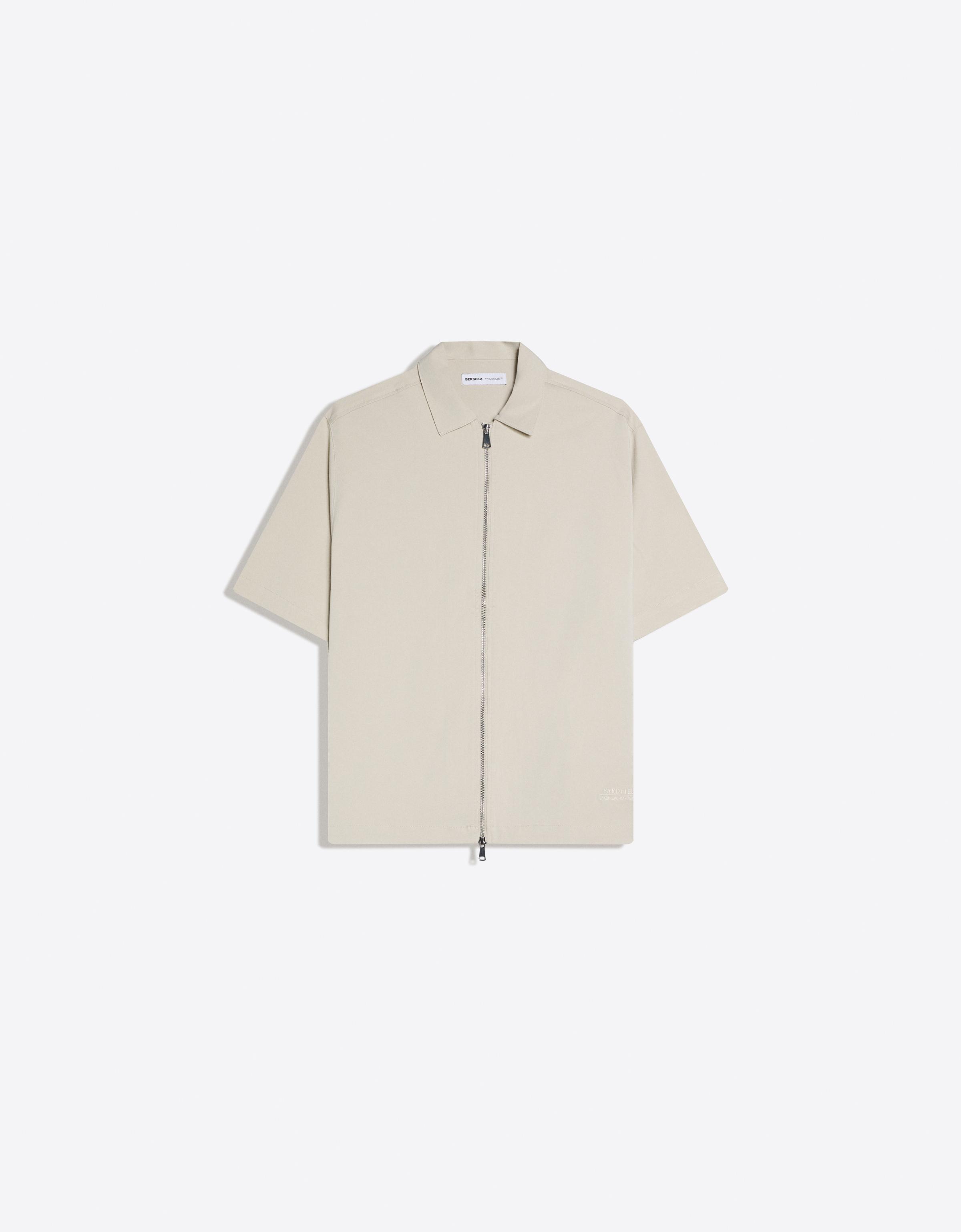 Fluid boxy short sleeve shirt — Stone