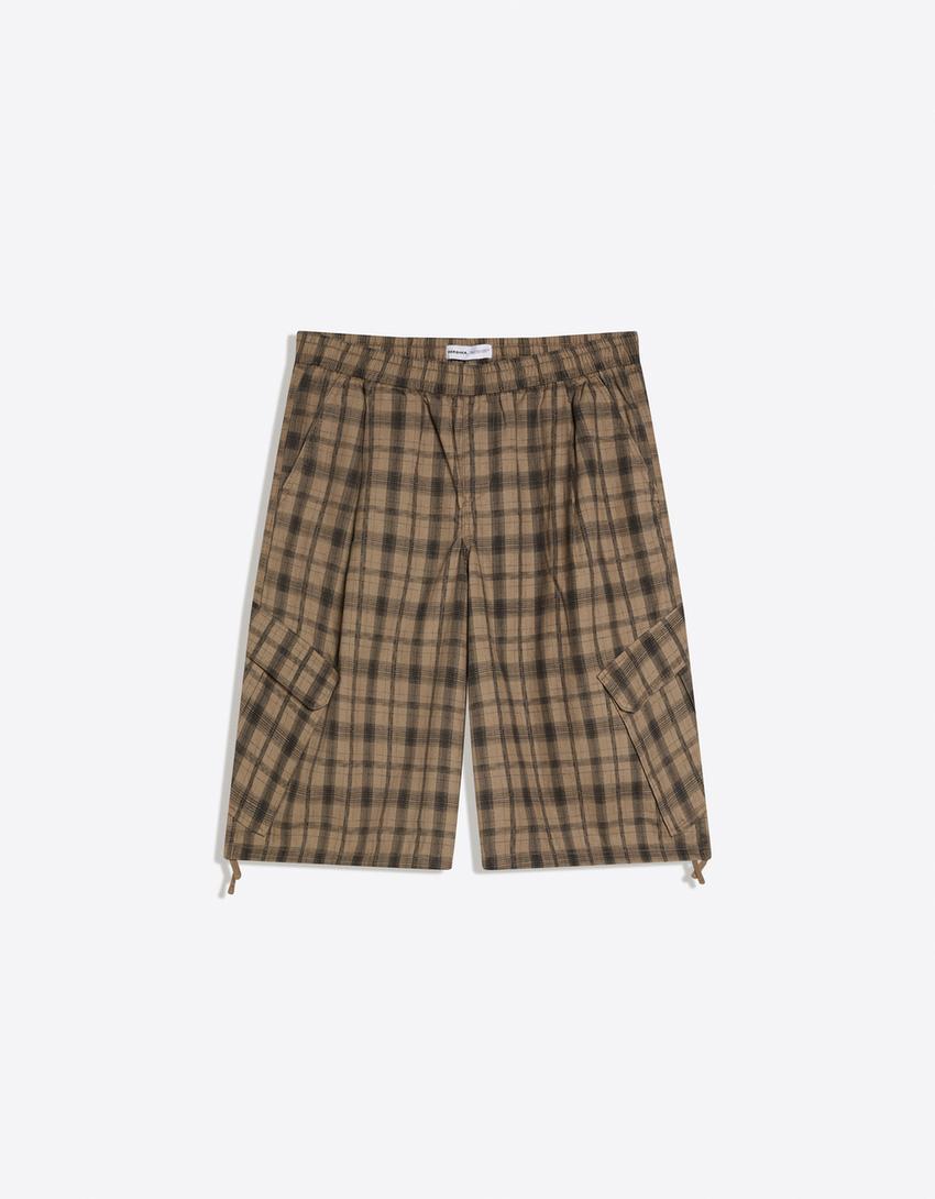 Check Bermuda shorts-Grey