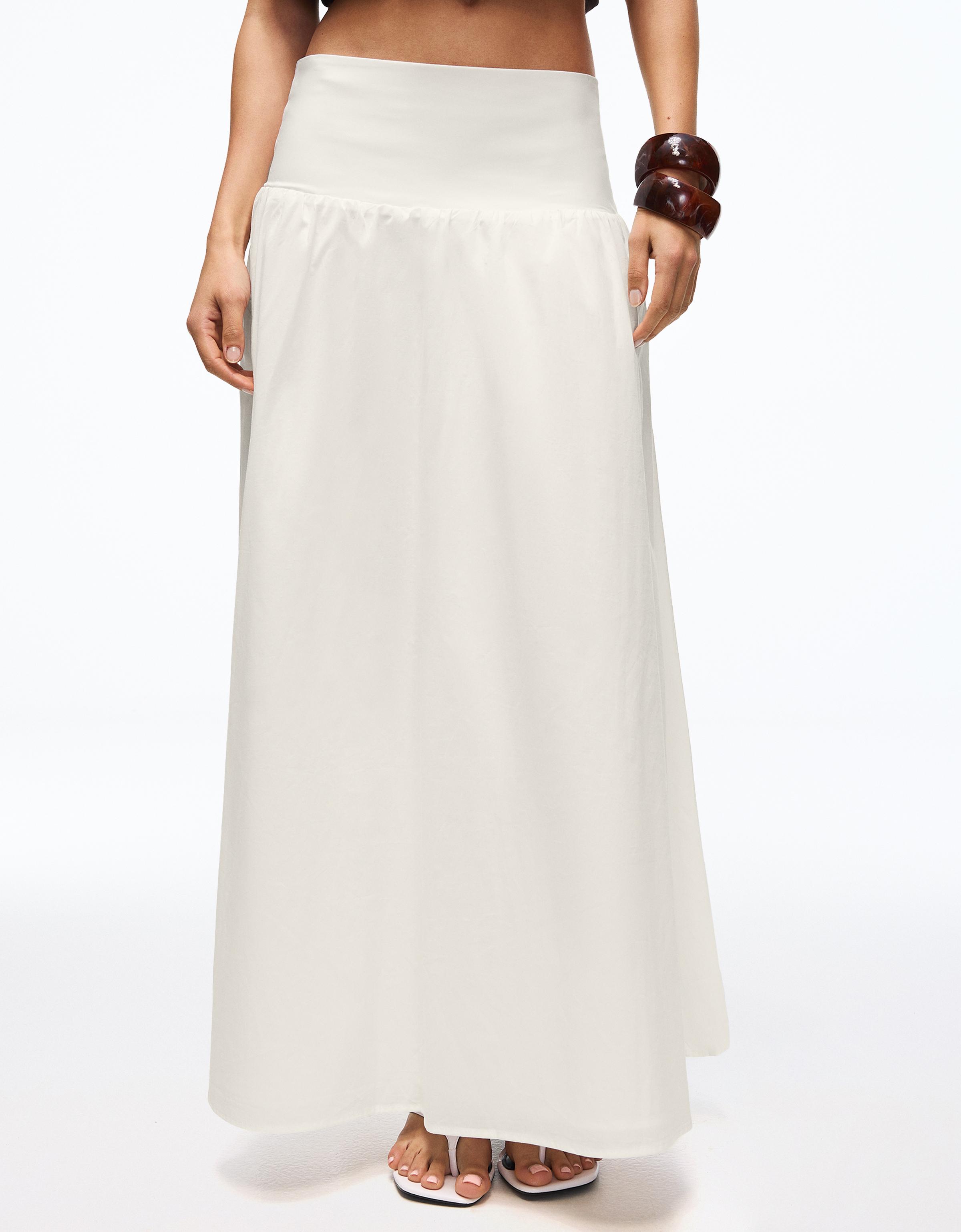 Midi skirt with cummerbund — White