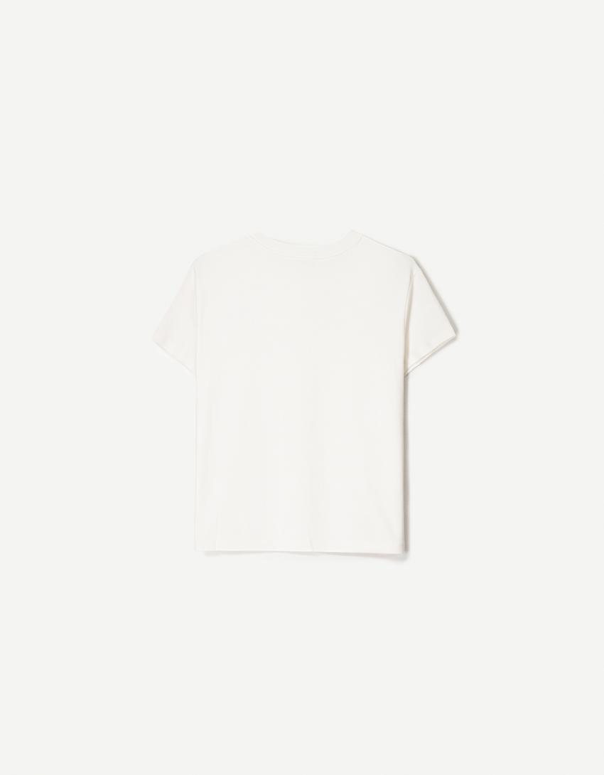 T-shirt à manches courtes heavy cotton-Blanc cassé
