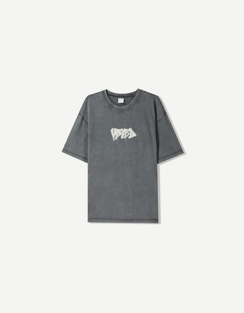Camiseta manga corta print-Gris-4