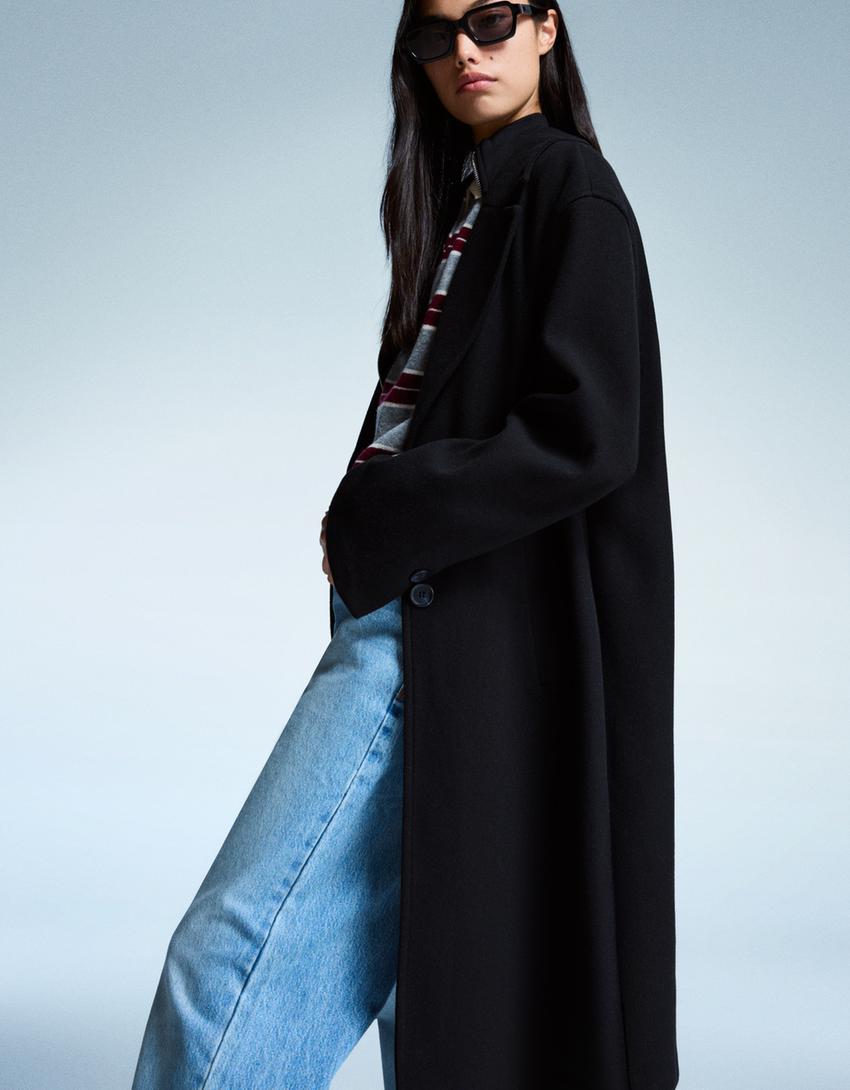 Manteau long doux-Noir