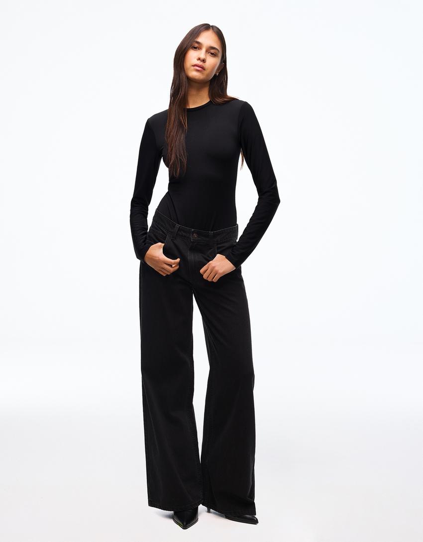 Uzun kollu body-Siyah