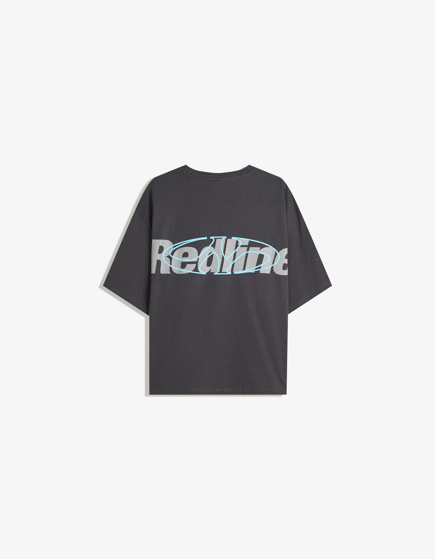 Camiseta manga corta print-Gris