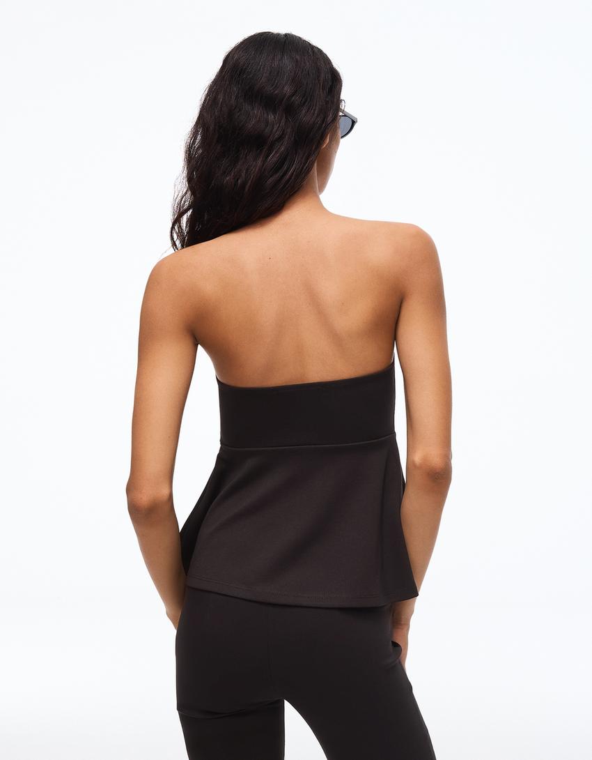 Bandeau peplum top-Zwart
