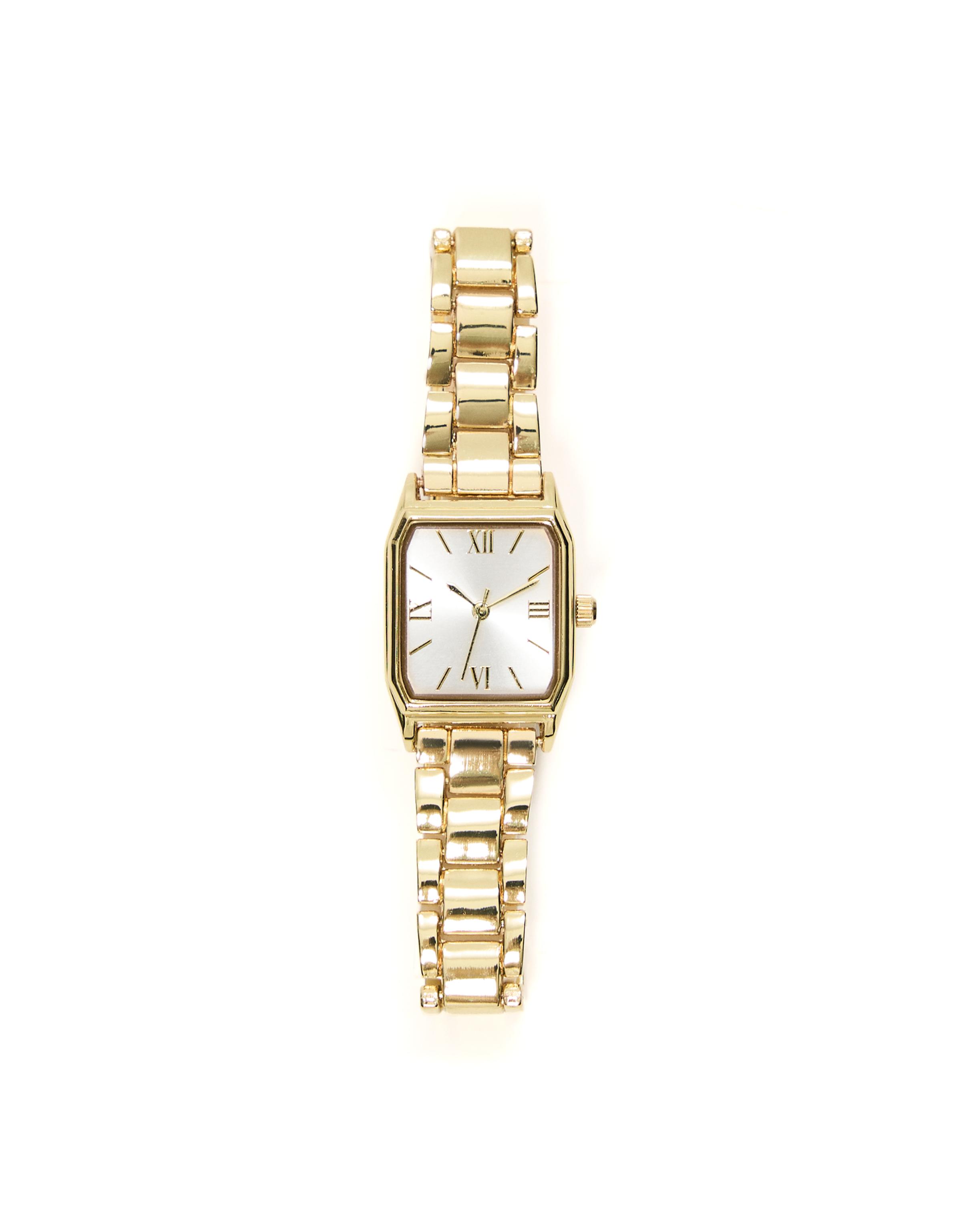 Rectangular dial wrist watch — Gold