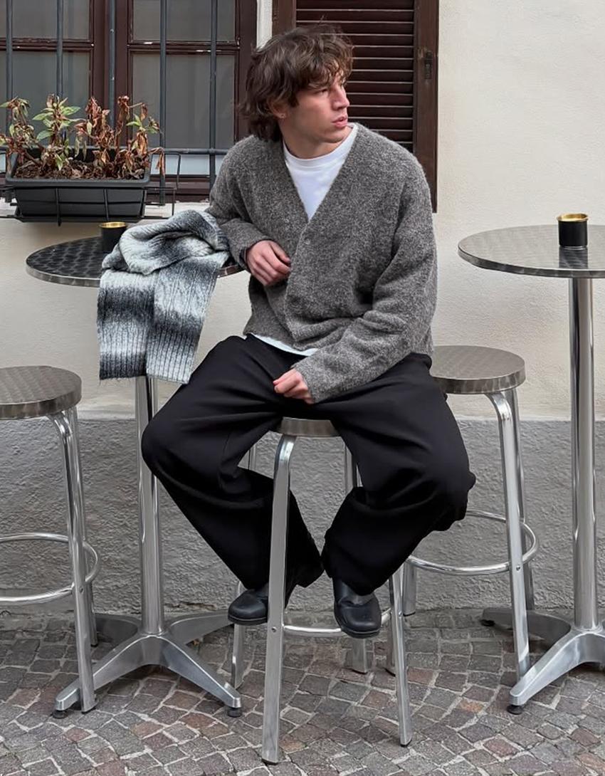 Knit jacket-Dark grey