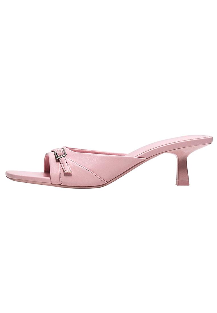 Heeled mules with buckle — PINK