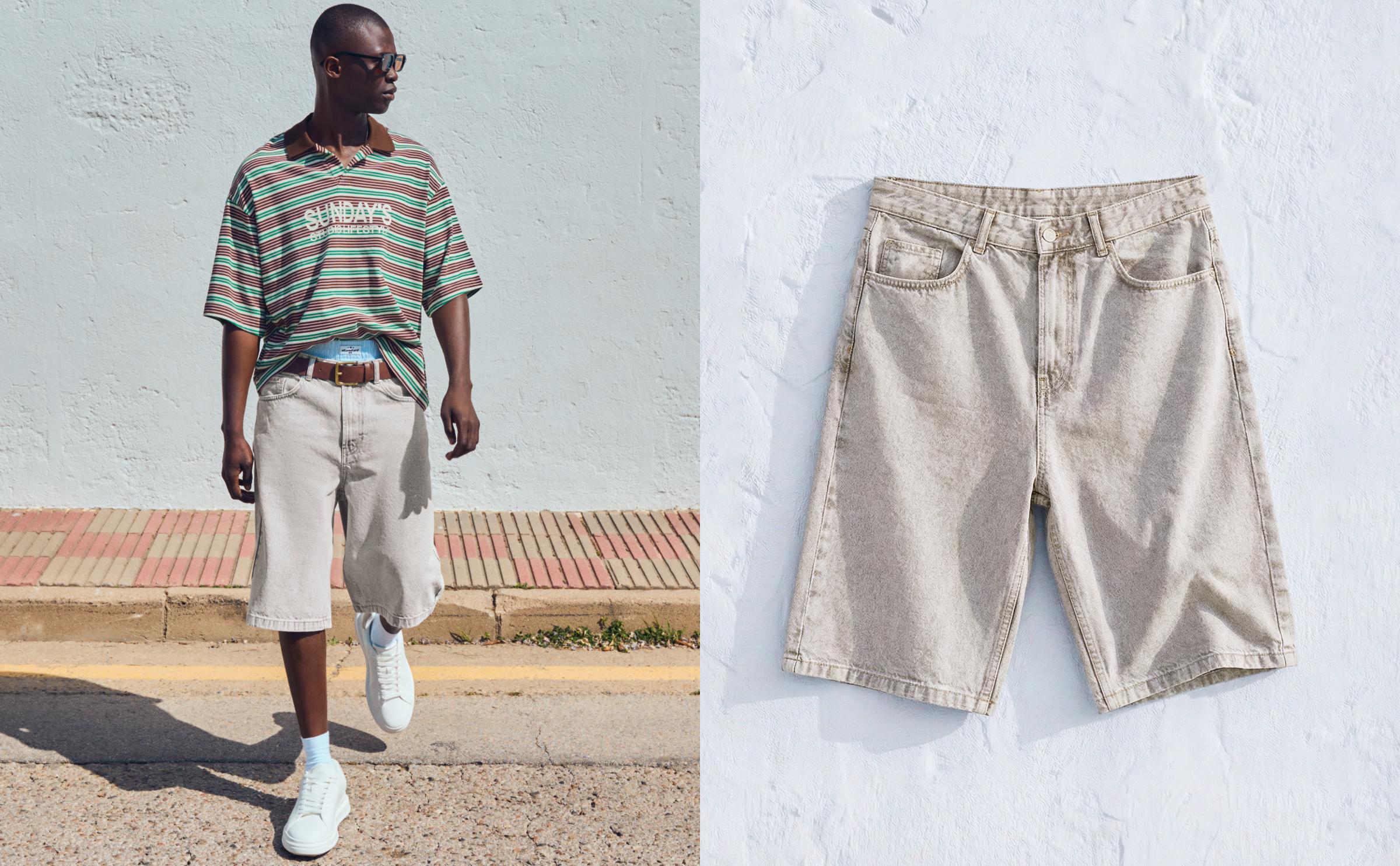 Baggy fit denim bermuda - Görsel 99