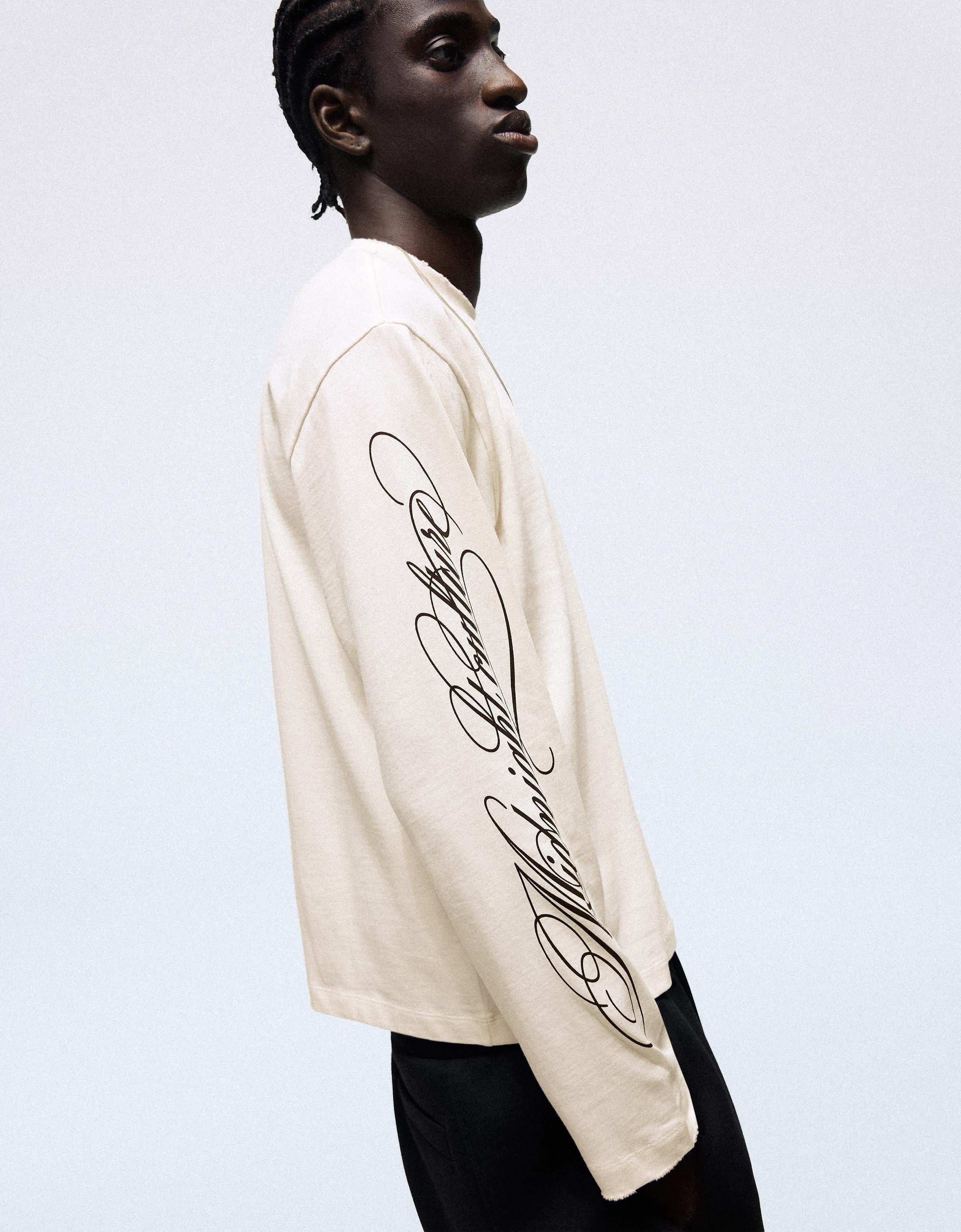 Stripe print long-sleeved T-shirt — Off white