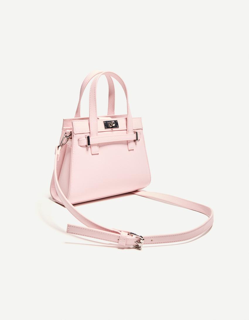 Saffiano clutch çanta-Pembe-1