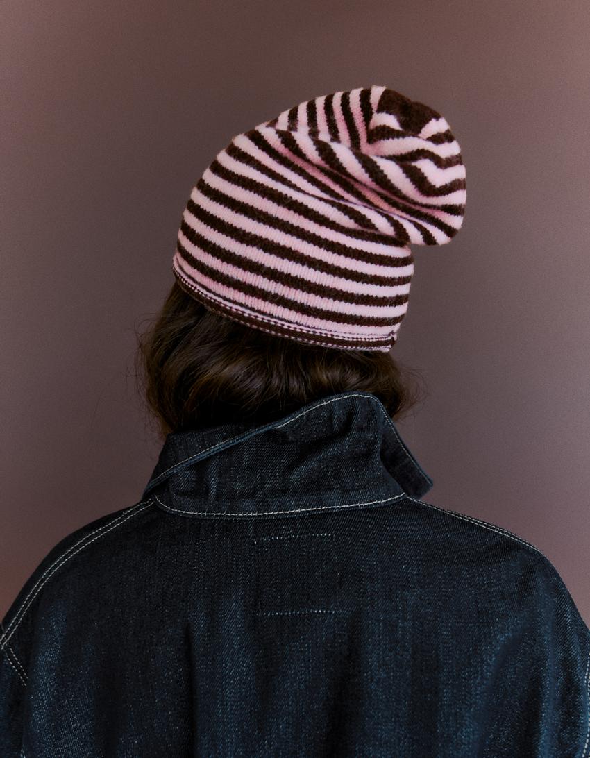 Striped beanie-Pink