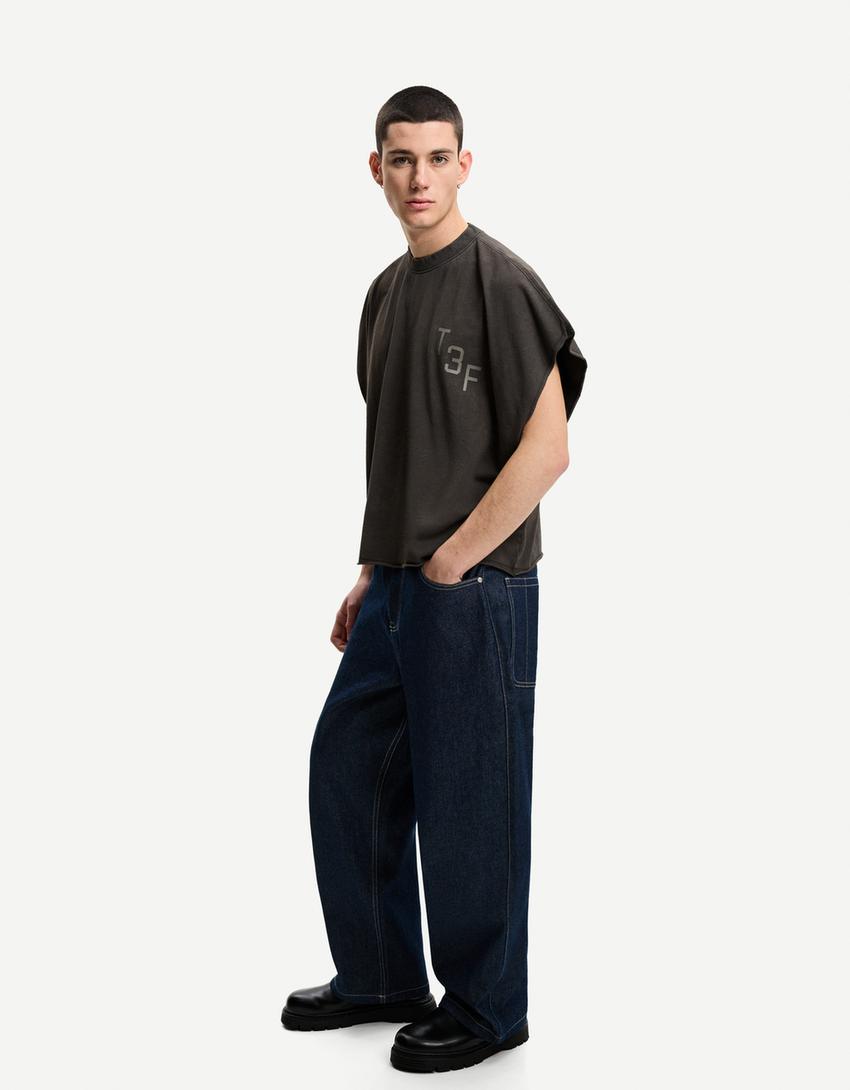 T-shirt sem mangas estampado worker