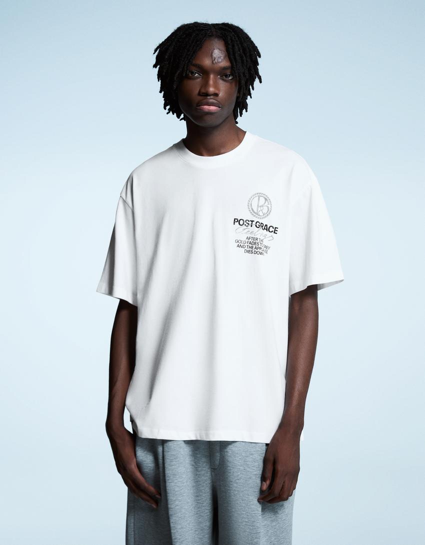 Short sleeve print T-shirt-Off white