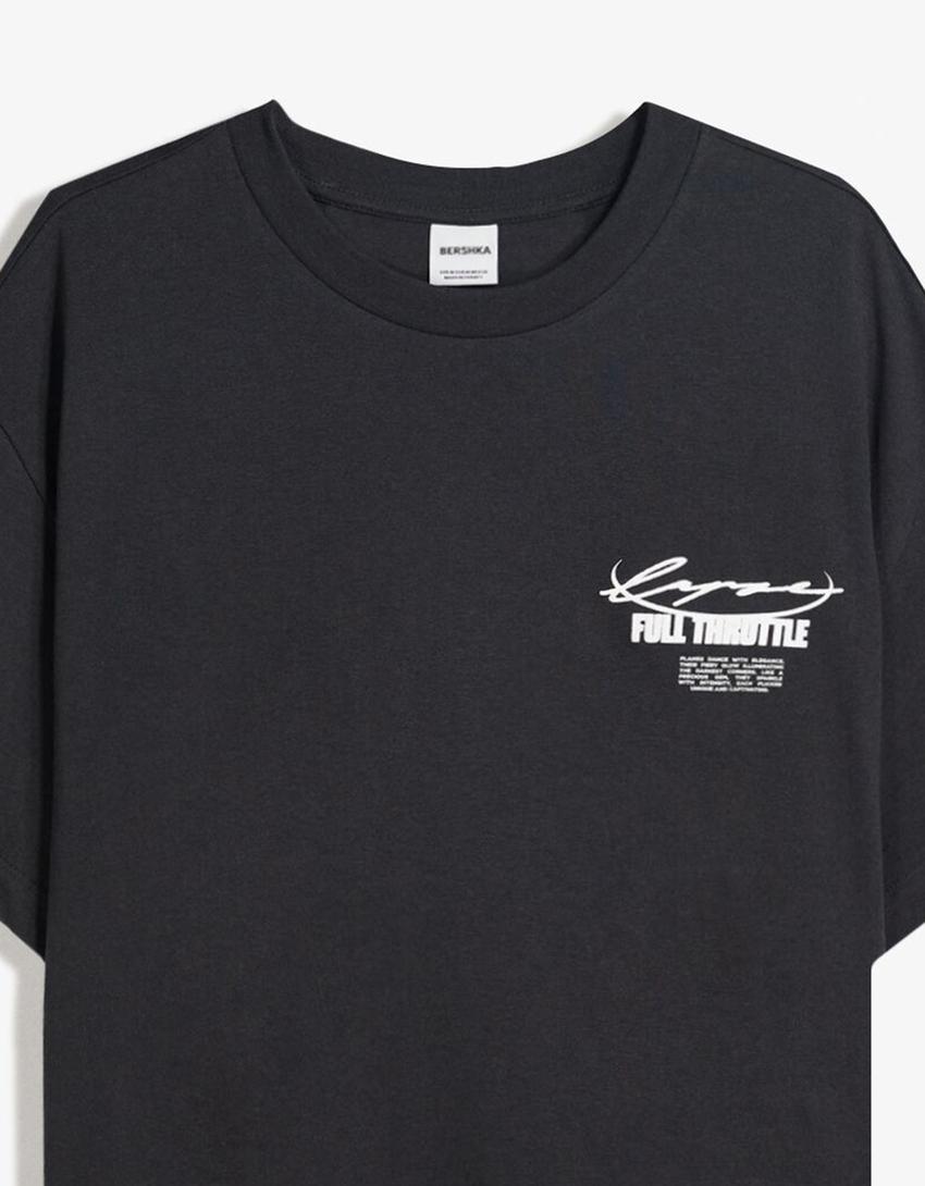 Short sleeve T-shirt with print-Black-2