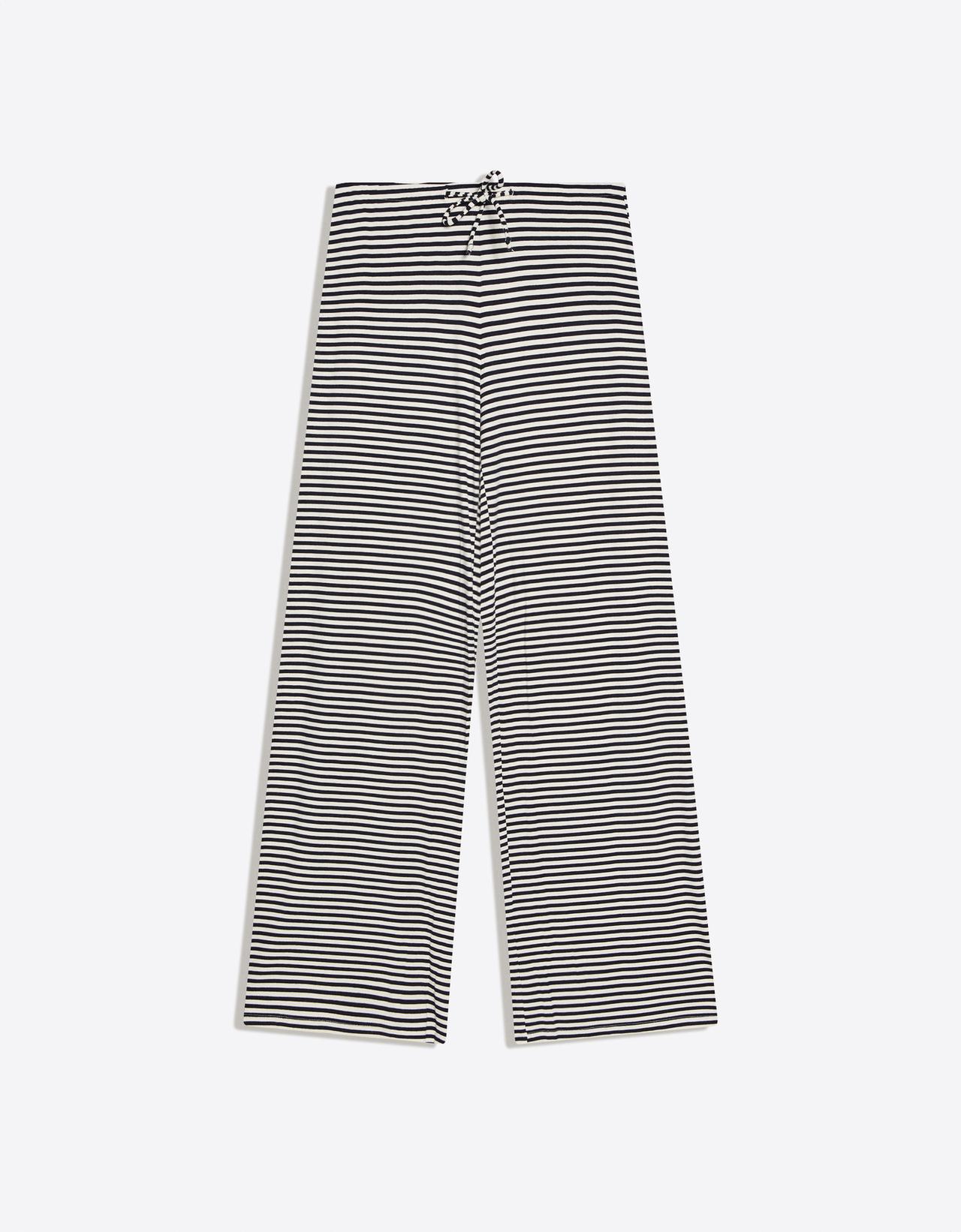 Straight leg stripe print trousers — Navy