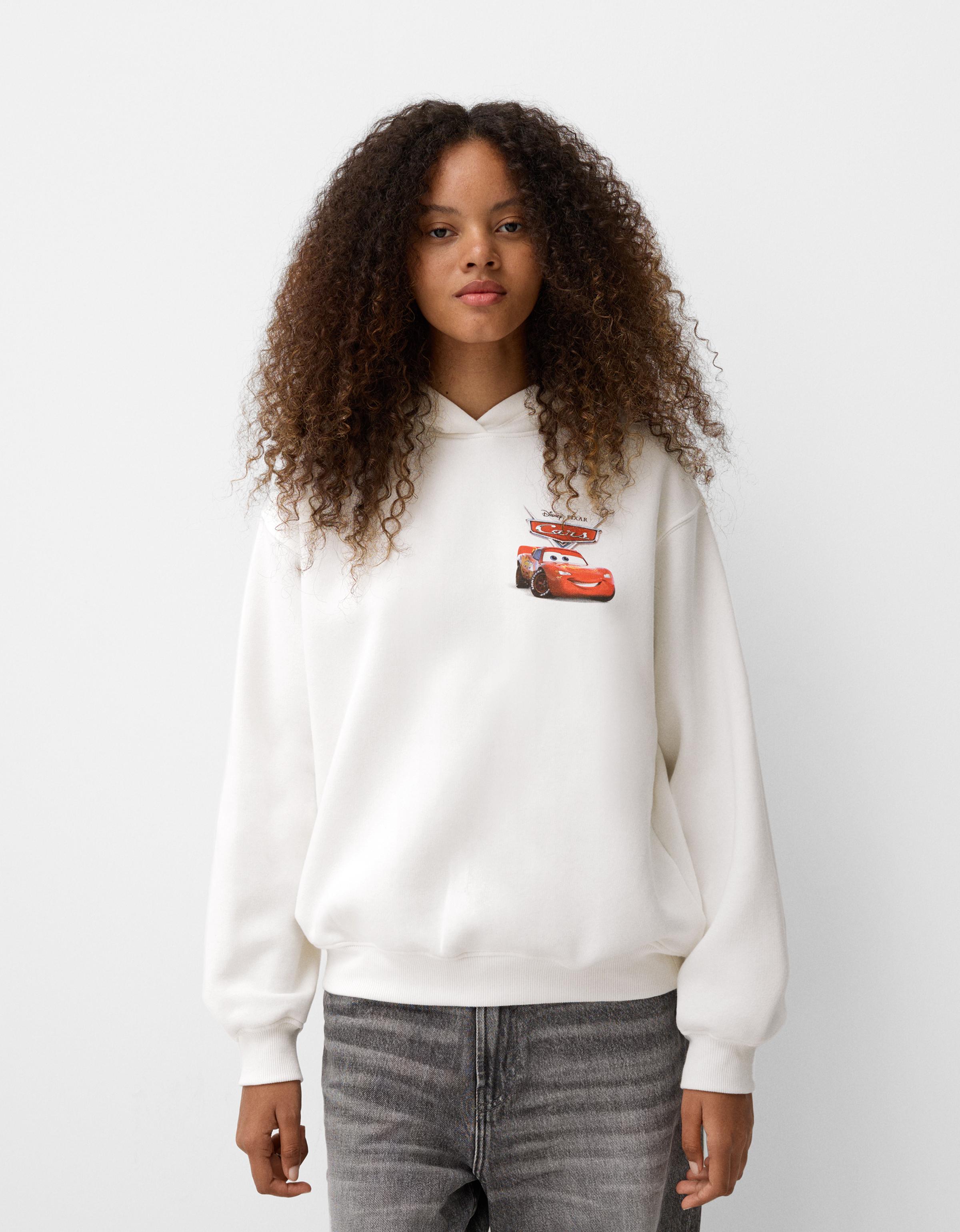 Bershka Hoodie Cars Mit Kapuze Damen Xs Weiss