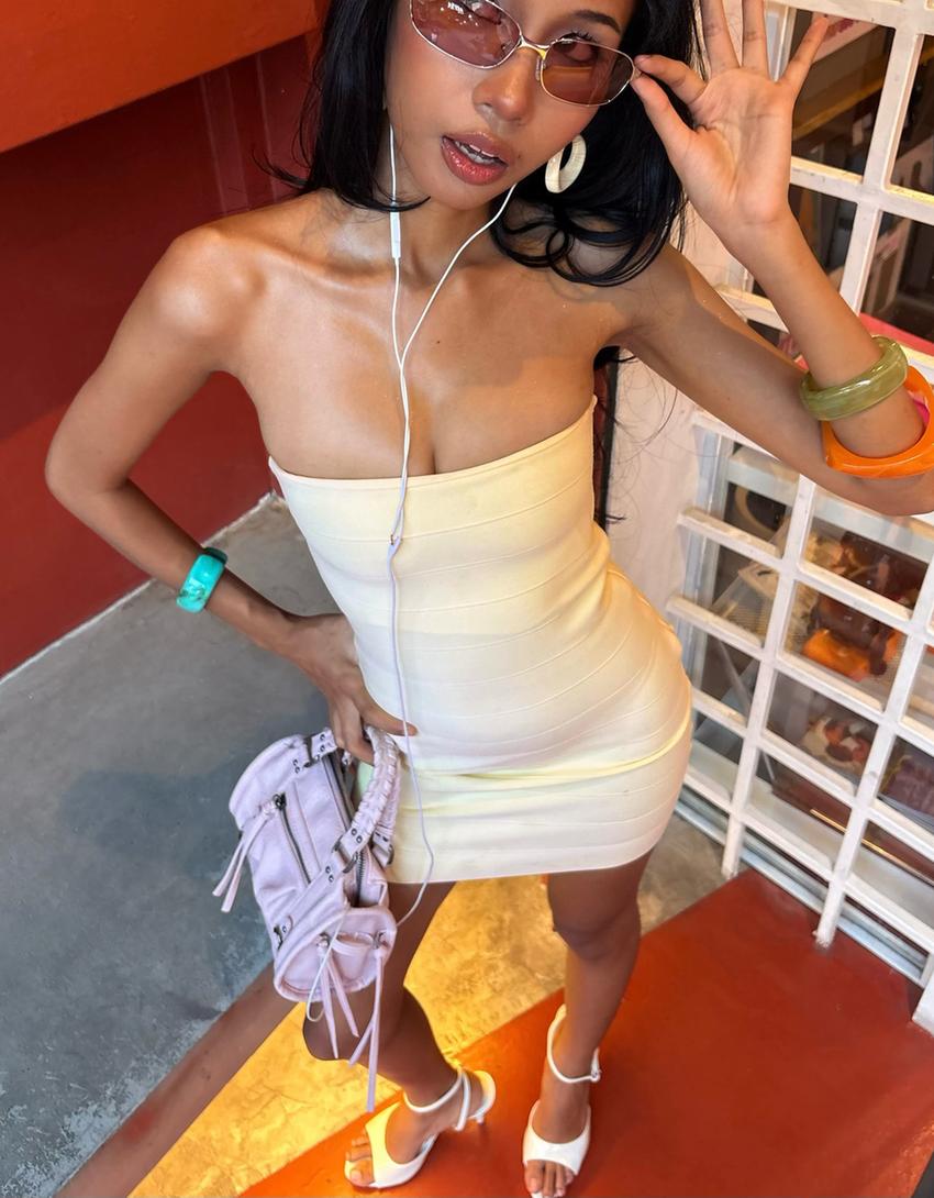 Mini-Bandeau-Kleid-Gelb