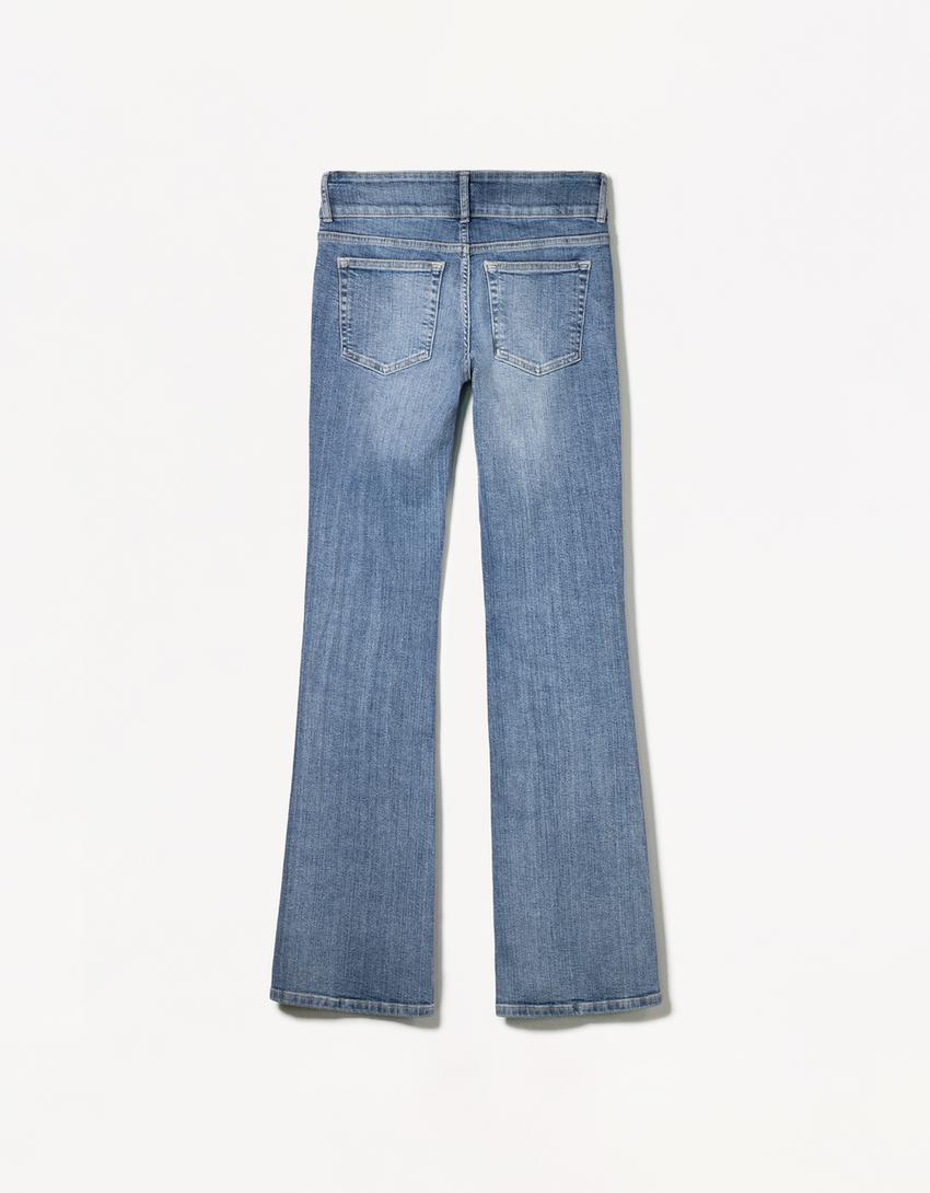 Jeans bootcut tiro baixo-Azul
