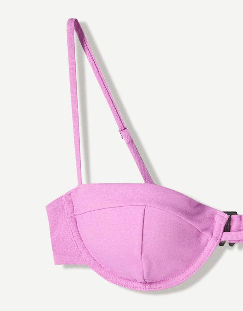 Kup detaylı parıltılı bikini üstü-Mor-2