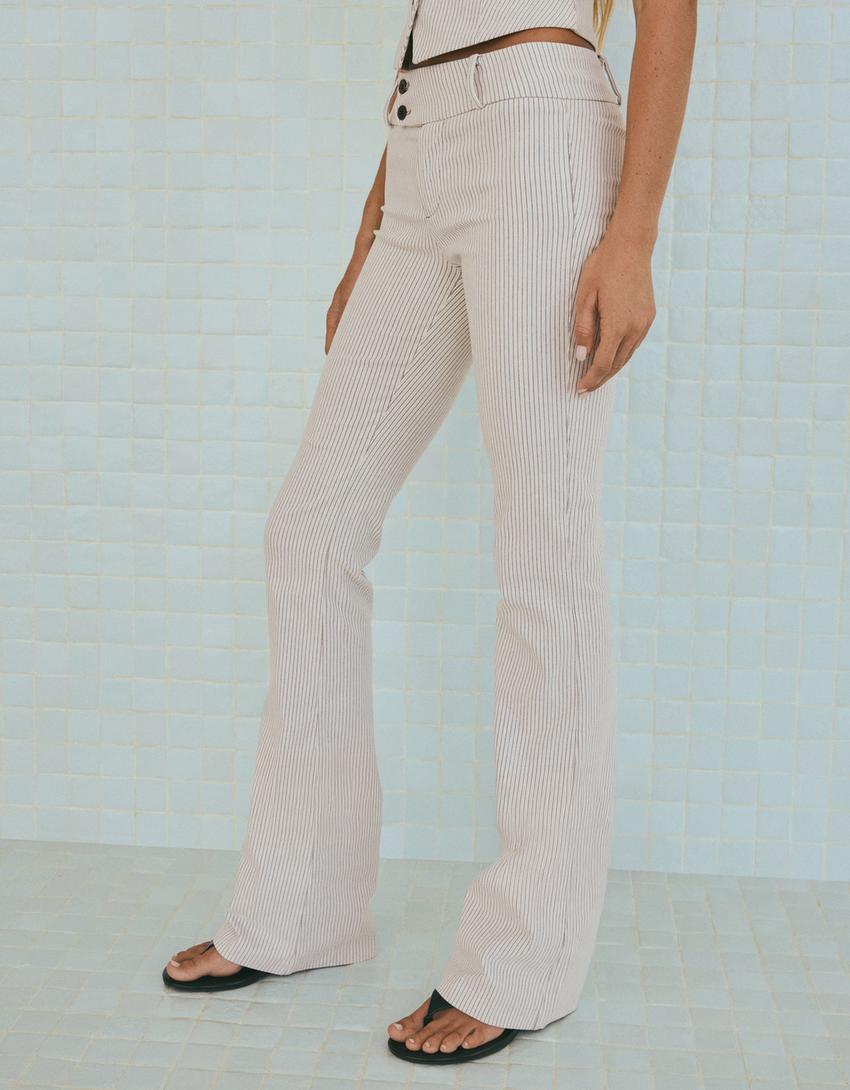 Bengaline flared trousers-Off white