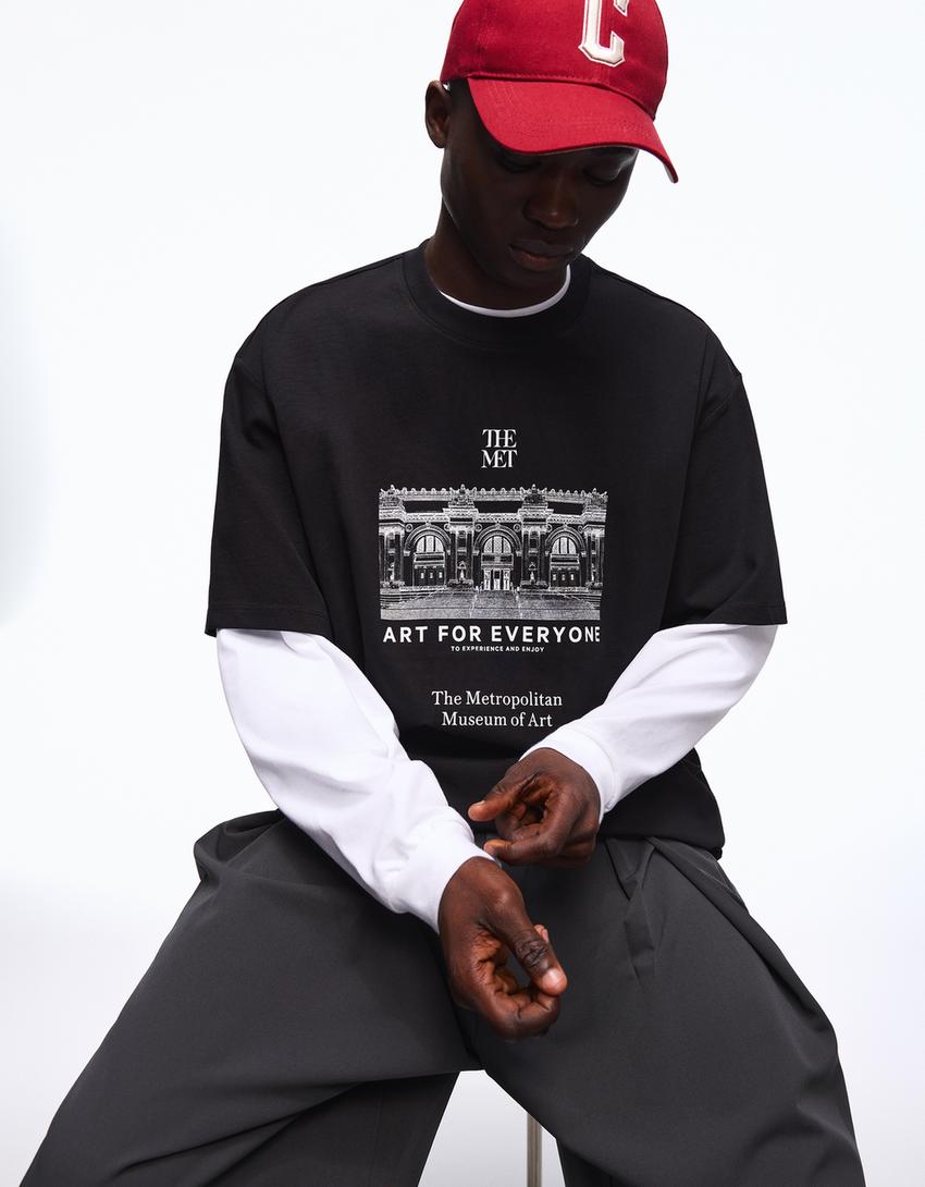 The Met print short sleeve T-shirt-Black
