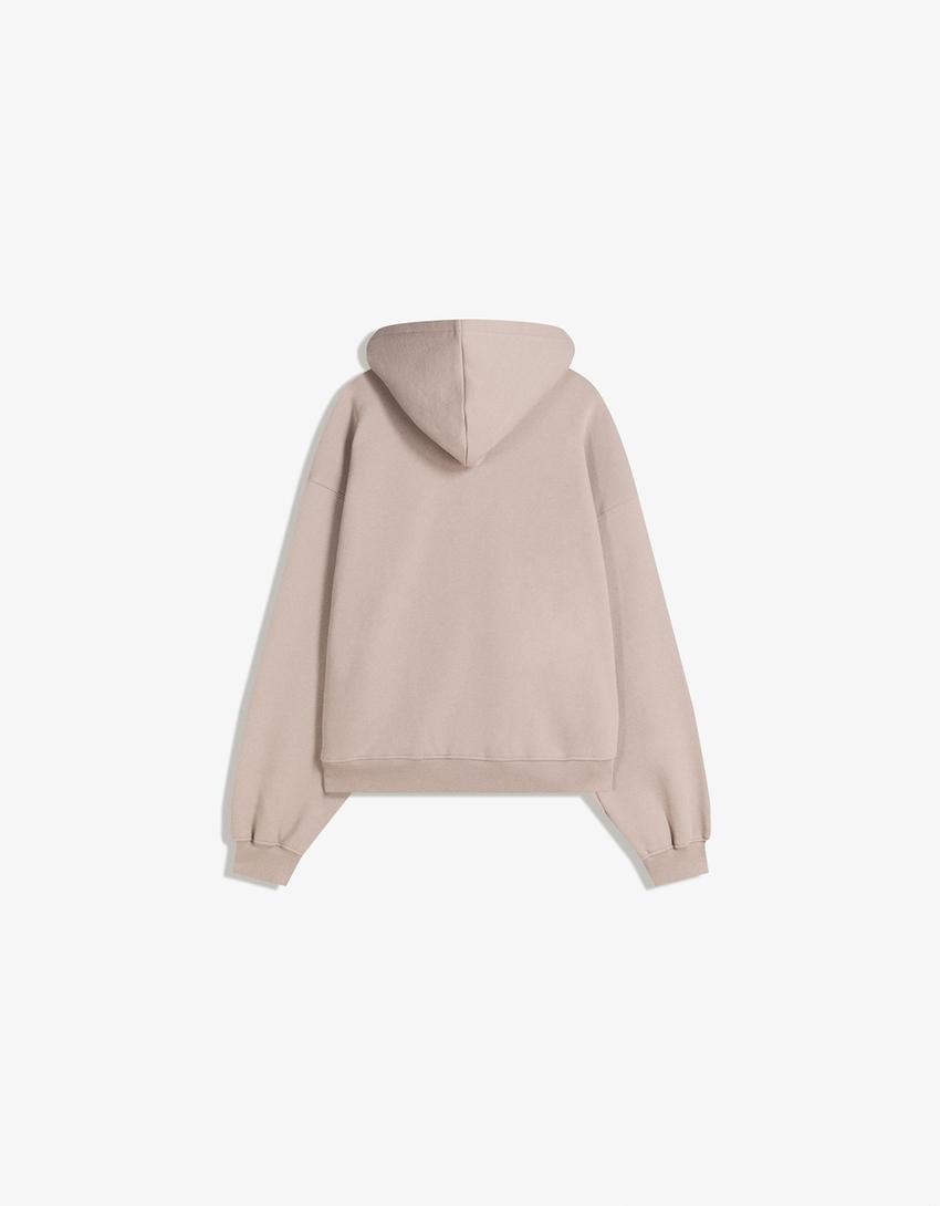 Sweat zippé à capuche imprimé-Gris