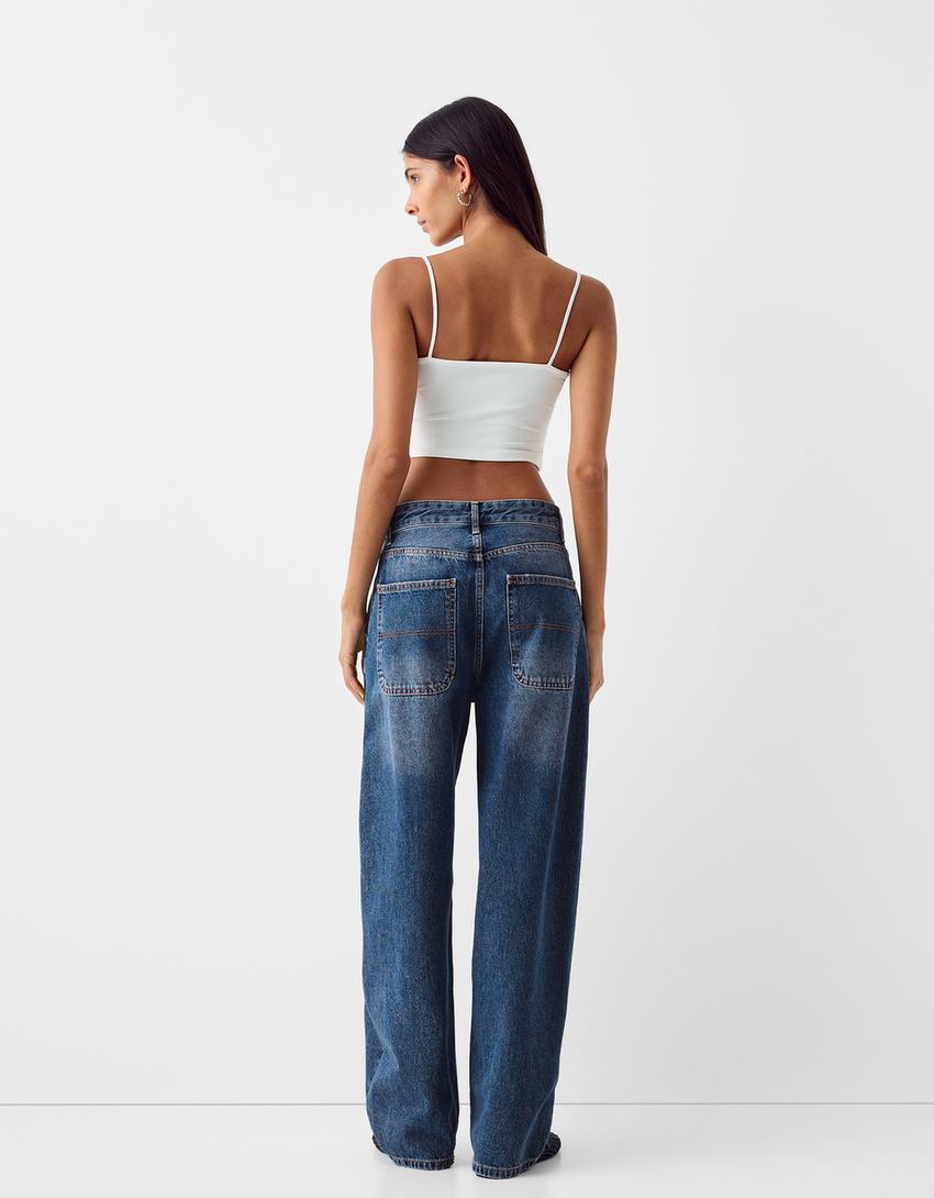 Jean skater fit effet délavé-Bleu lavé-2