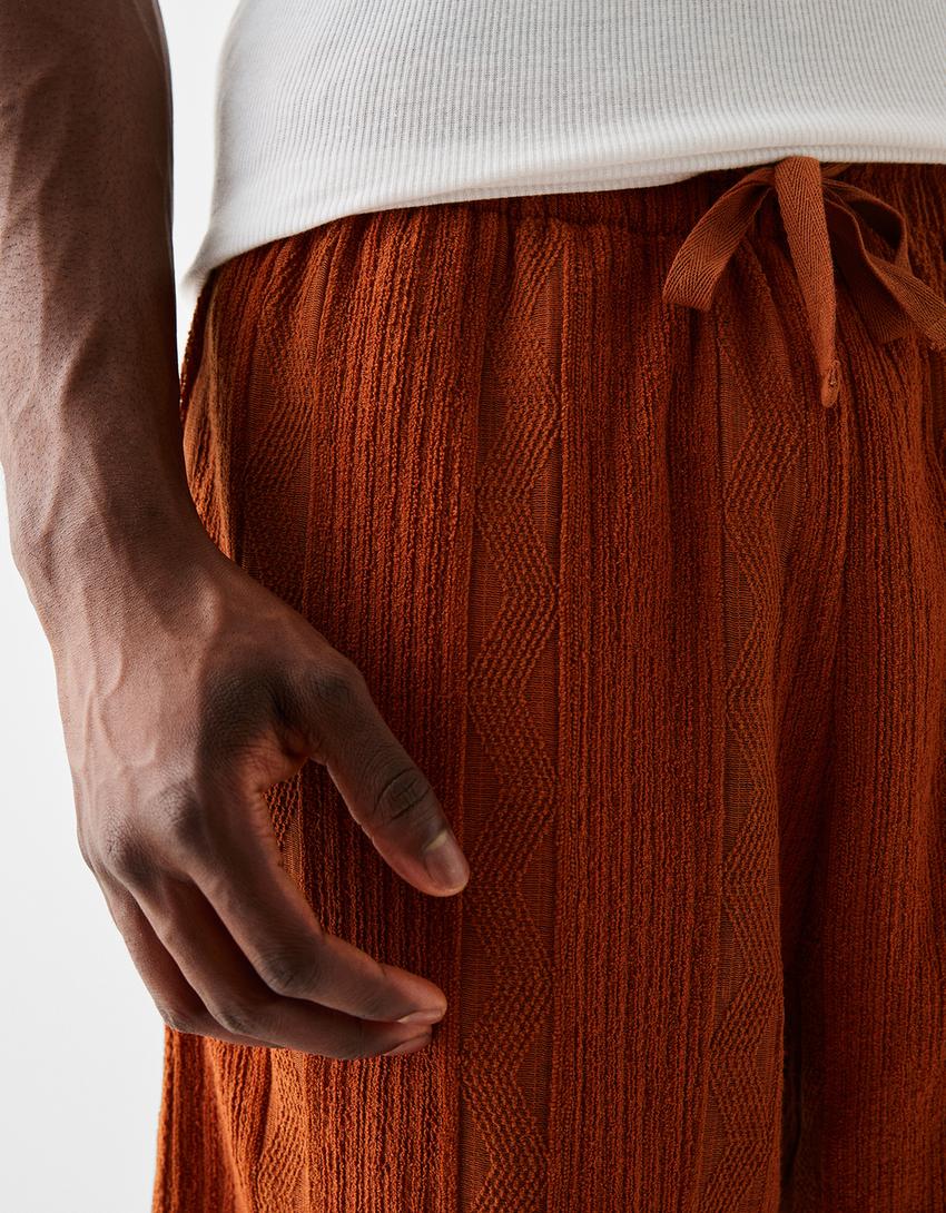 شورت برمودا جاكار من مزيج قطني-برتقالي داكن-6