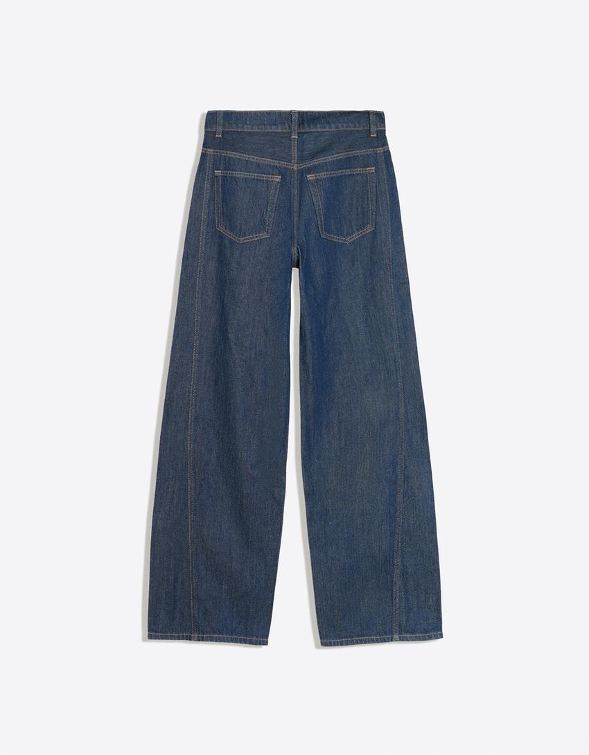 High-waist barrel jeans-Navy