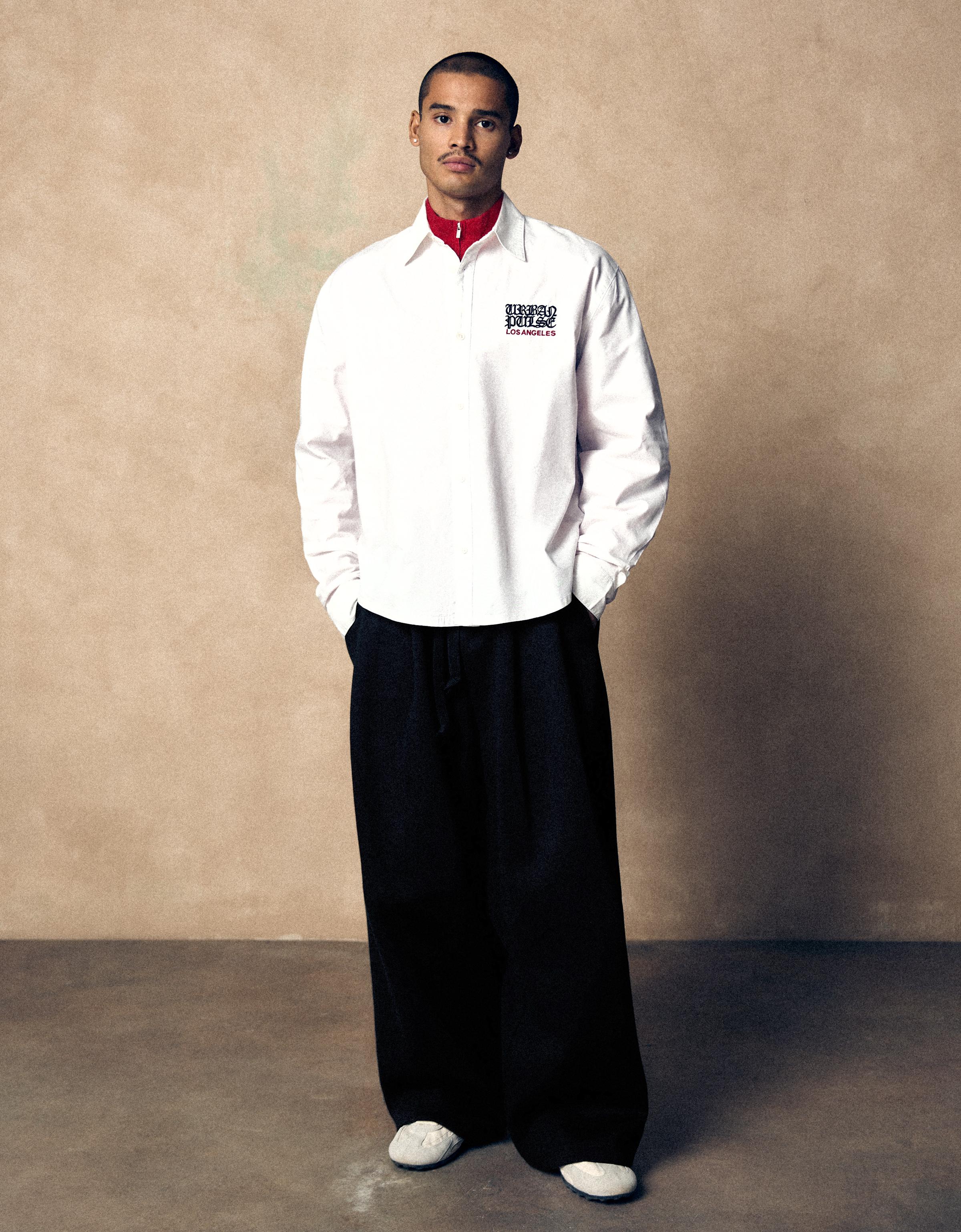 Long sleeve embroidered shirt — White
