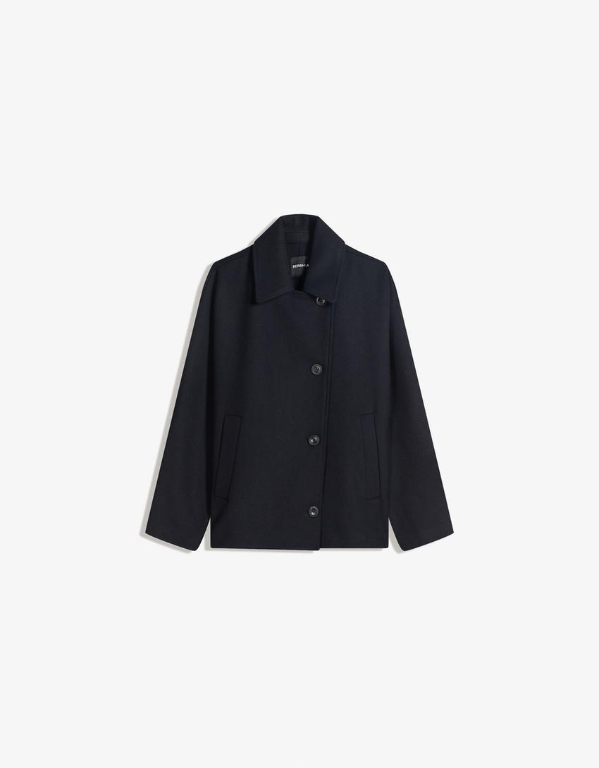 Veste en tissu à manches chauve-souris-Marine