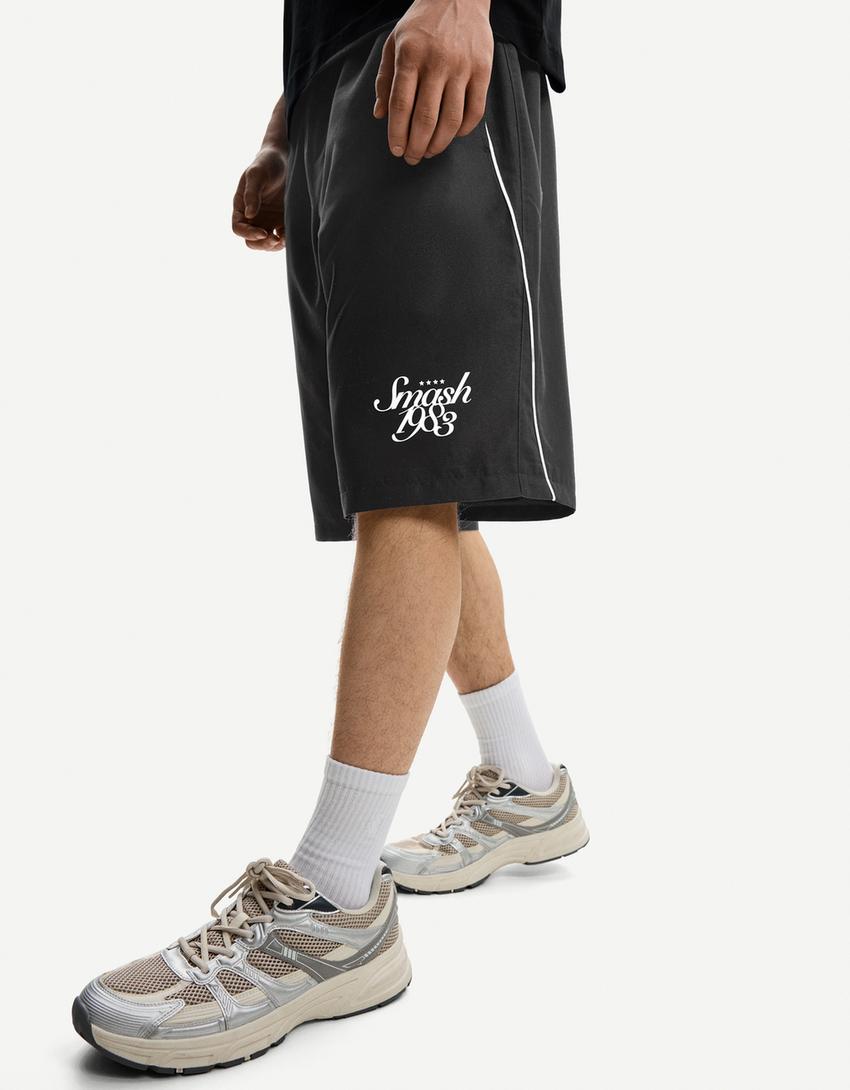 Jogger-bermudashorts aus Funktionsstoff-Schwarz-2