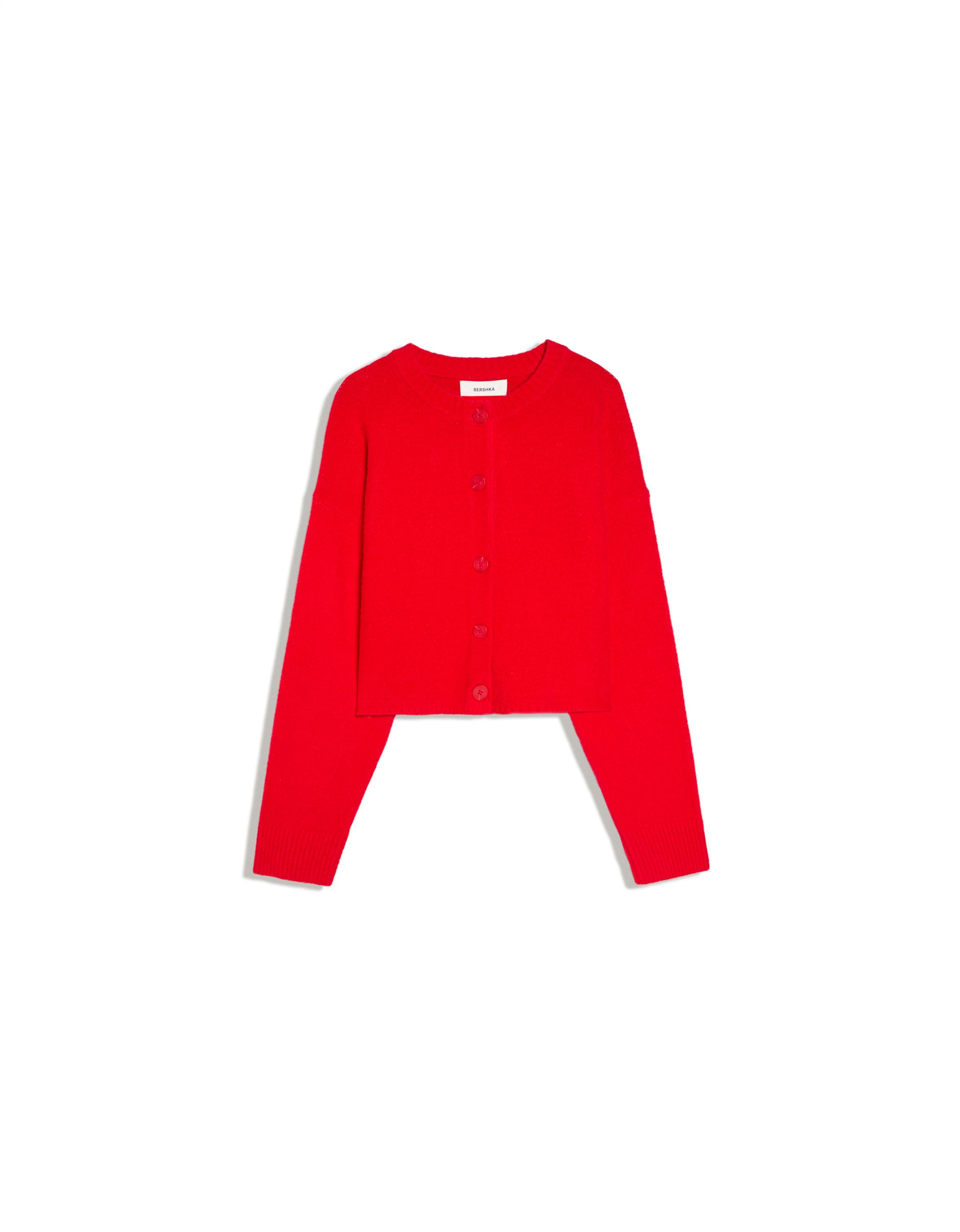 Soft touch round neck jacket — Red