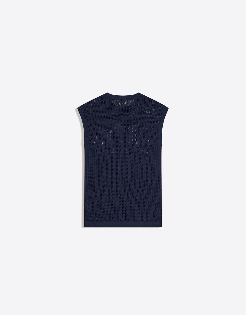 T-shirt workwear en mesh-Marine