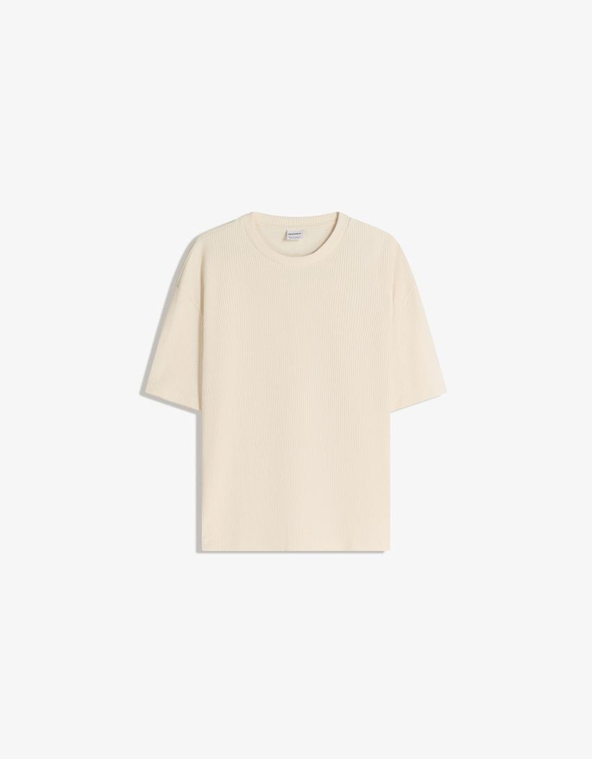 Textured short sleeve T-shirt-Off white