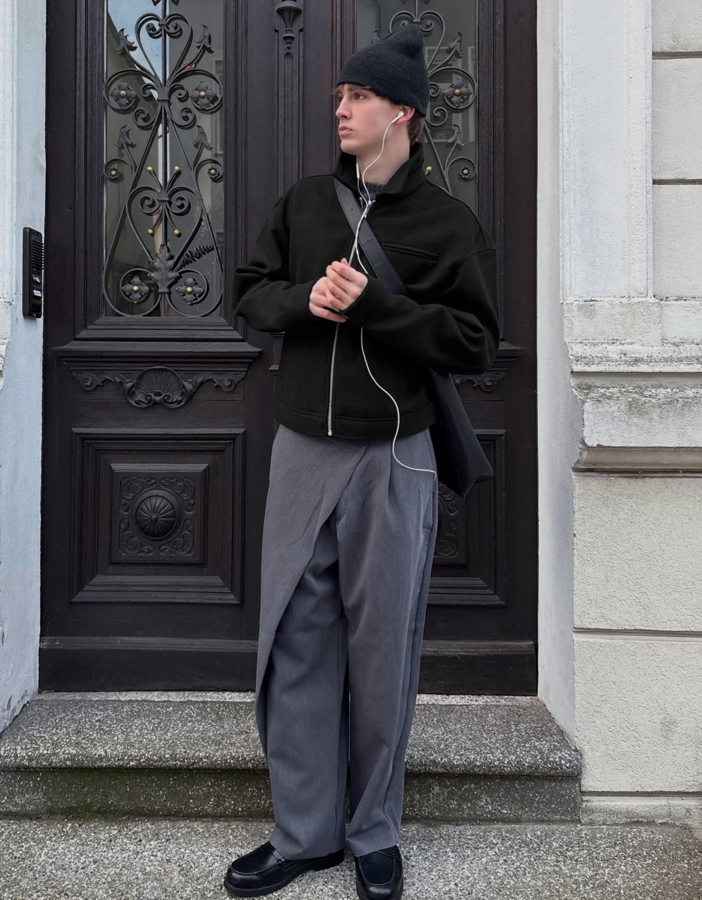 Fermuarlı kumaş ceket - Görsel 9