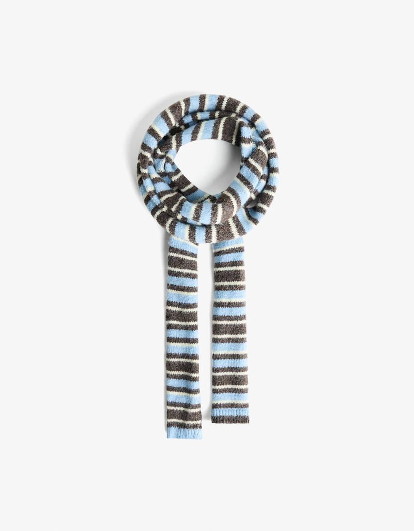 Extra langer Schal mit Streifen-Blau
