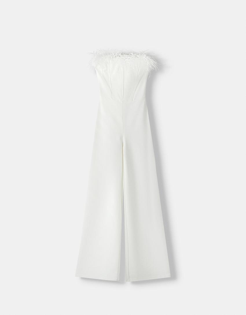 أفرول كورسيه بتفصيل ريش-أبيض مطفي-4