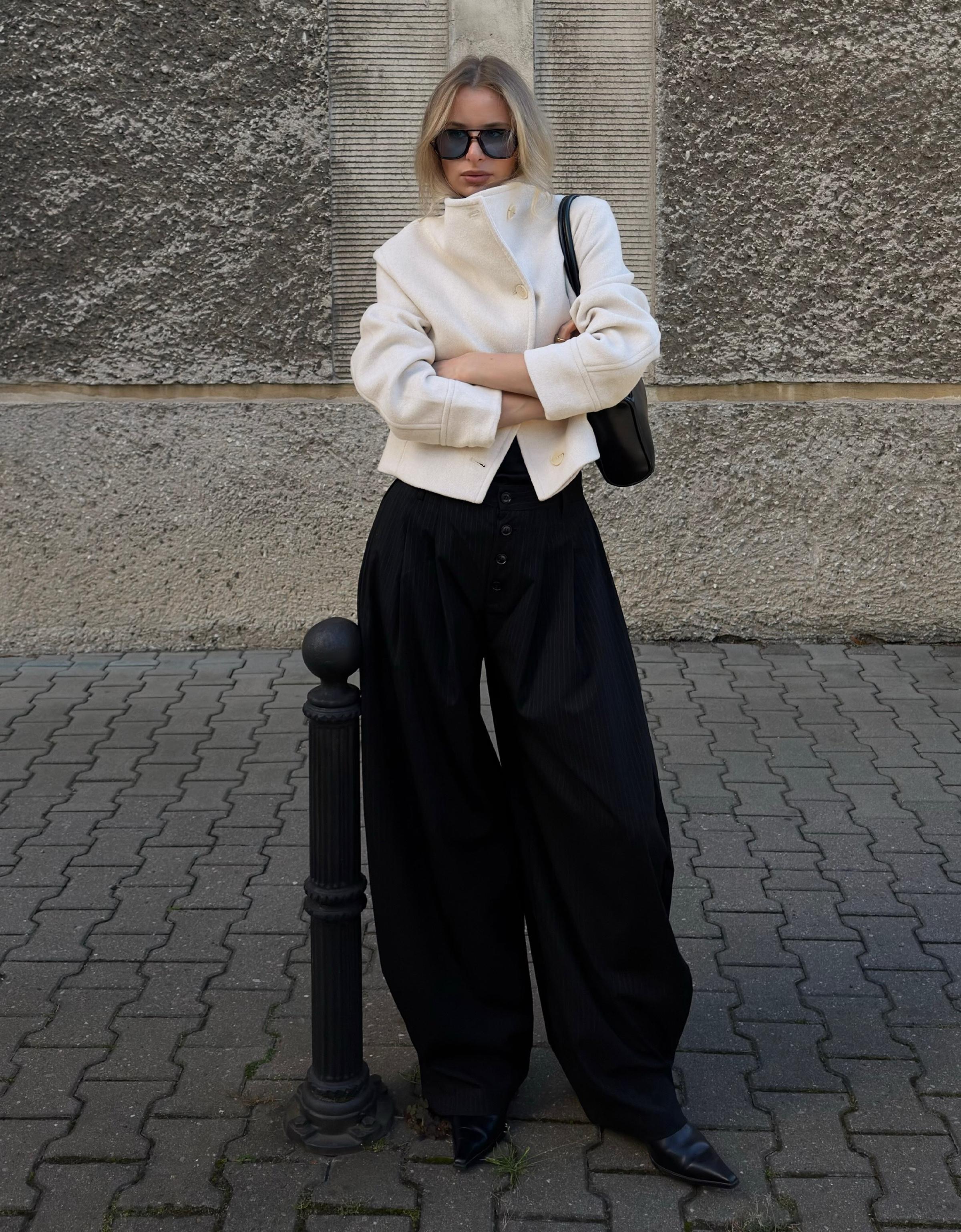 Cropped felt-effect wrap jacket