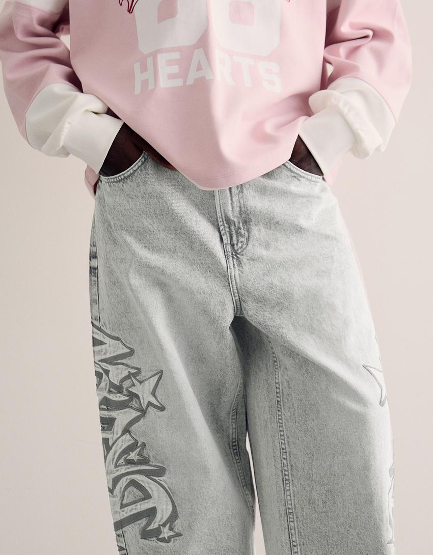 Super baggy patch jeans-Grey