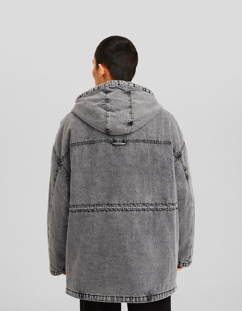 Parka matelassée effet délavé-Noir-1