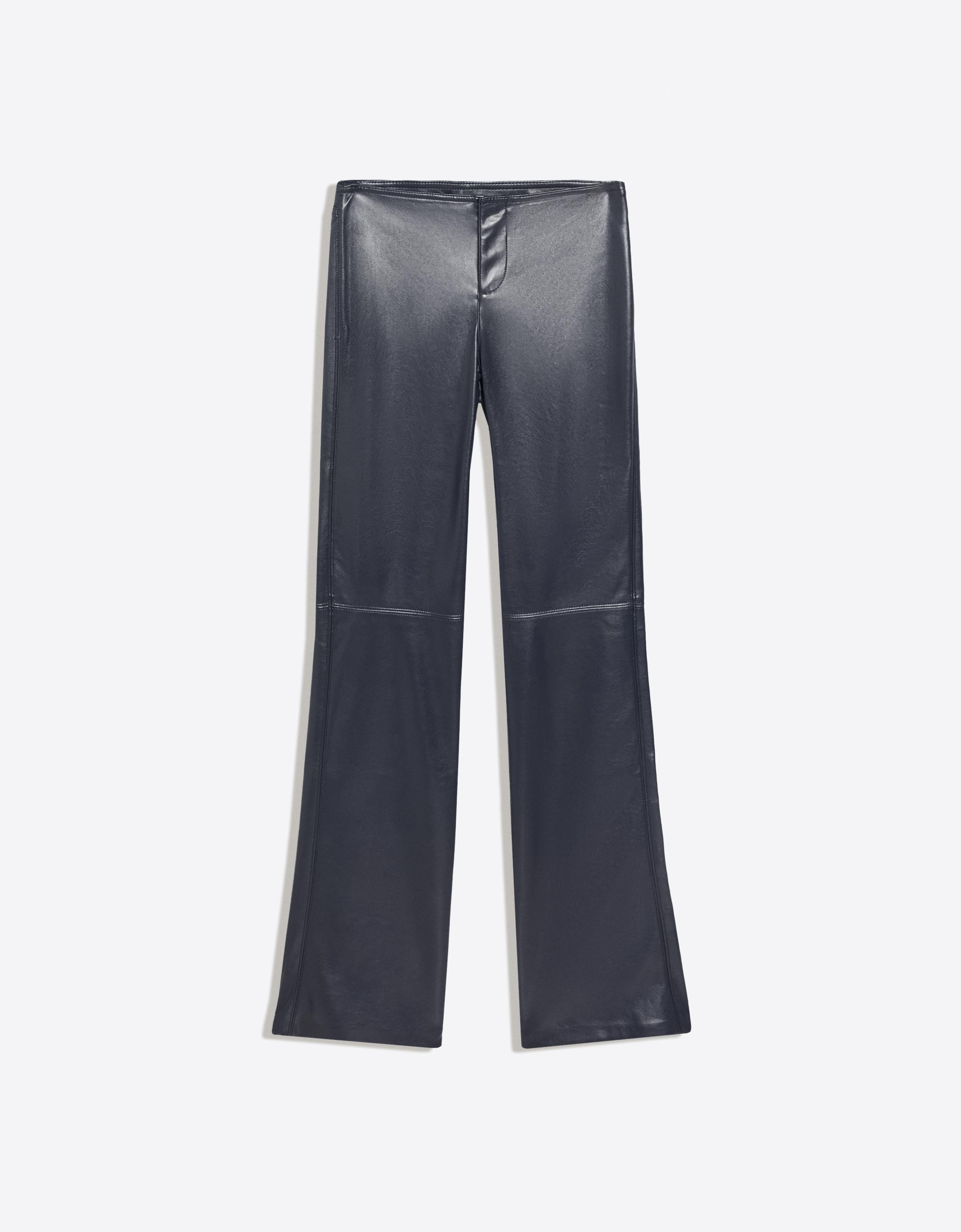 Bershka Pantalón Slim Efecto Piel Cintura Lisa Mujer 32 Azul