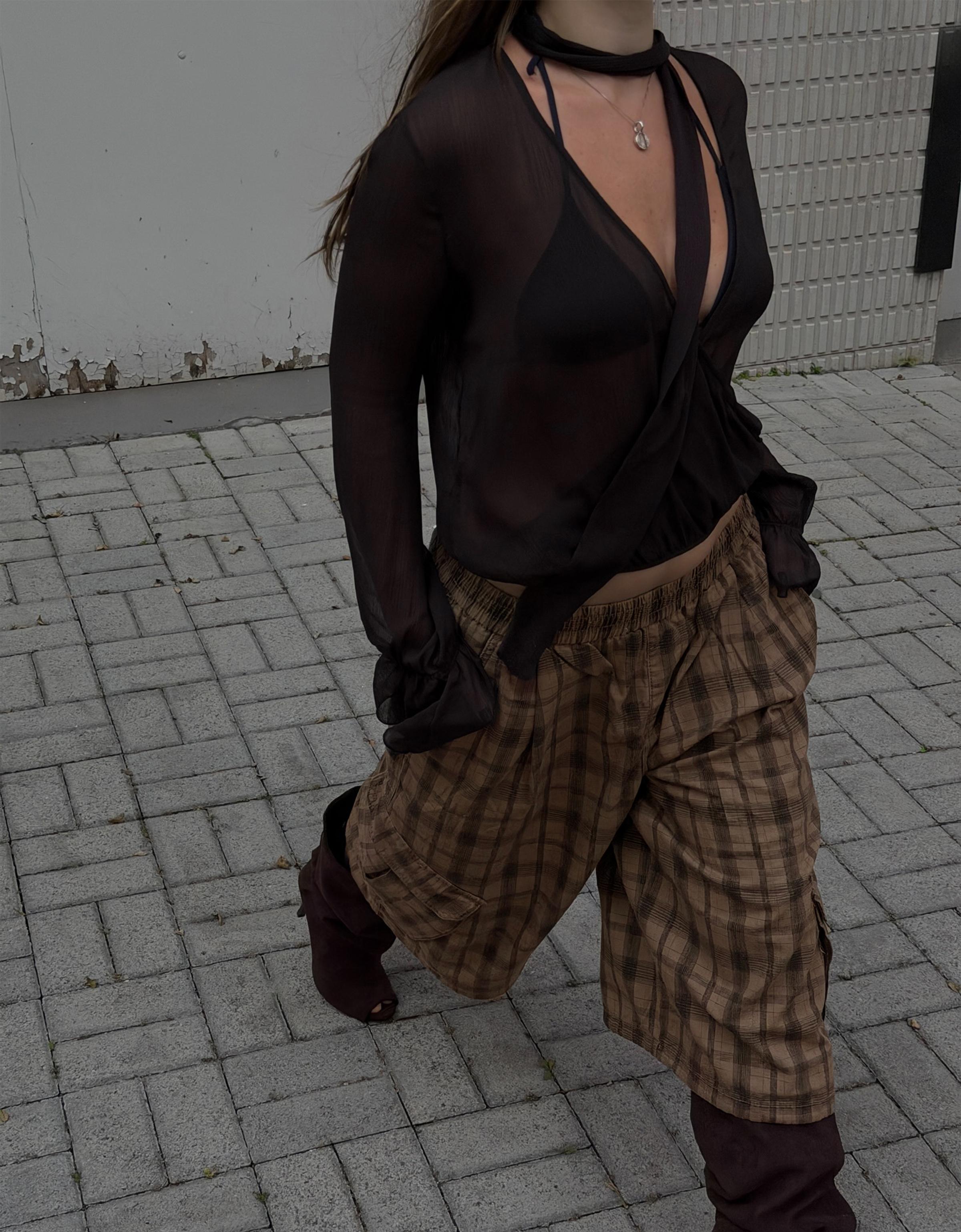 Uzun kollu kruvaze bluz - Görsel 37