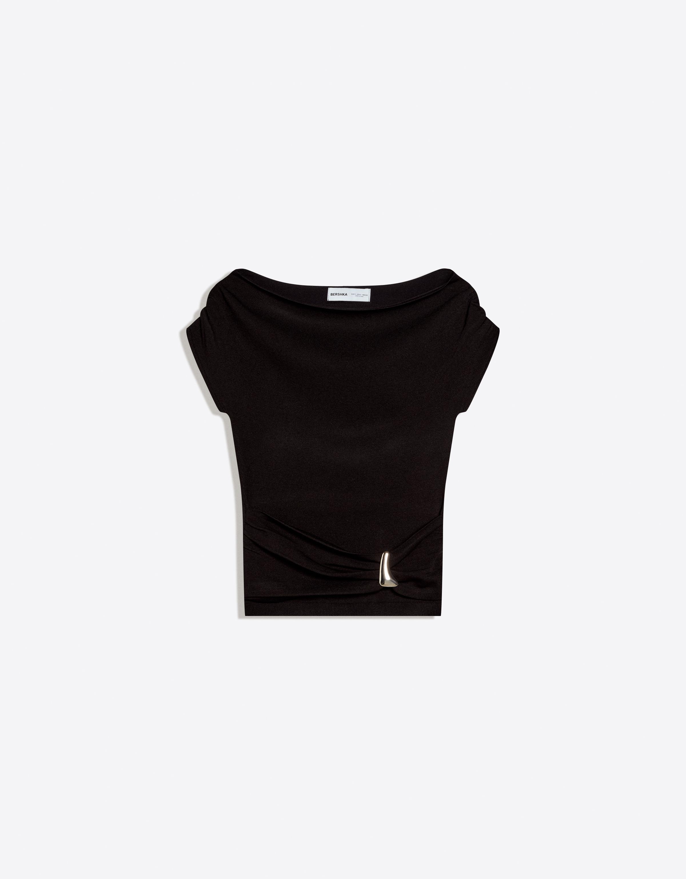 Asimetrik kemerli tişört - Görsel 19