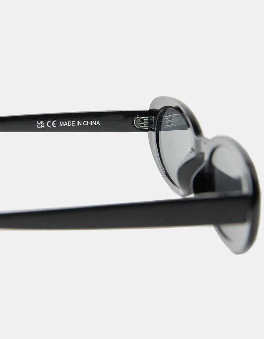 Oval resin sunglasses-Black