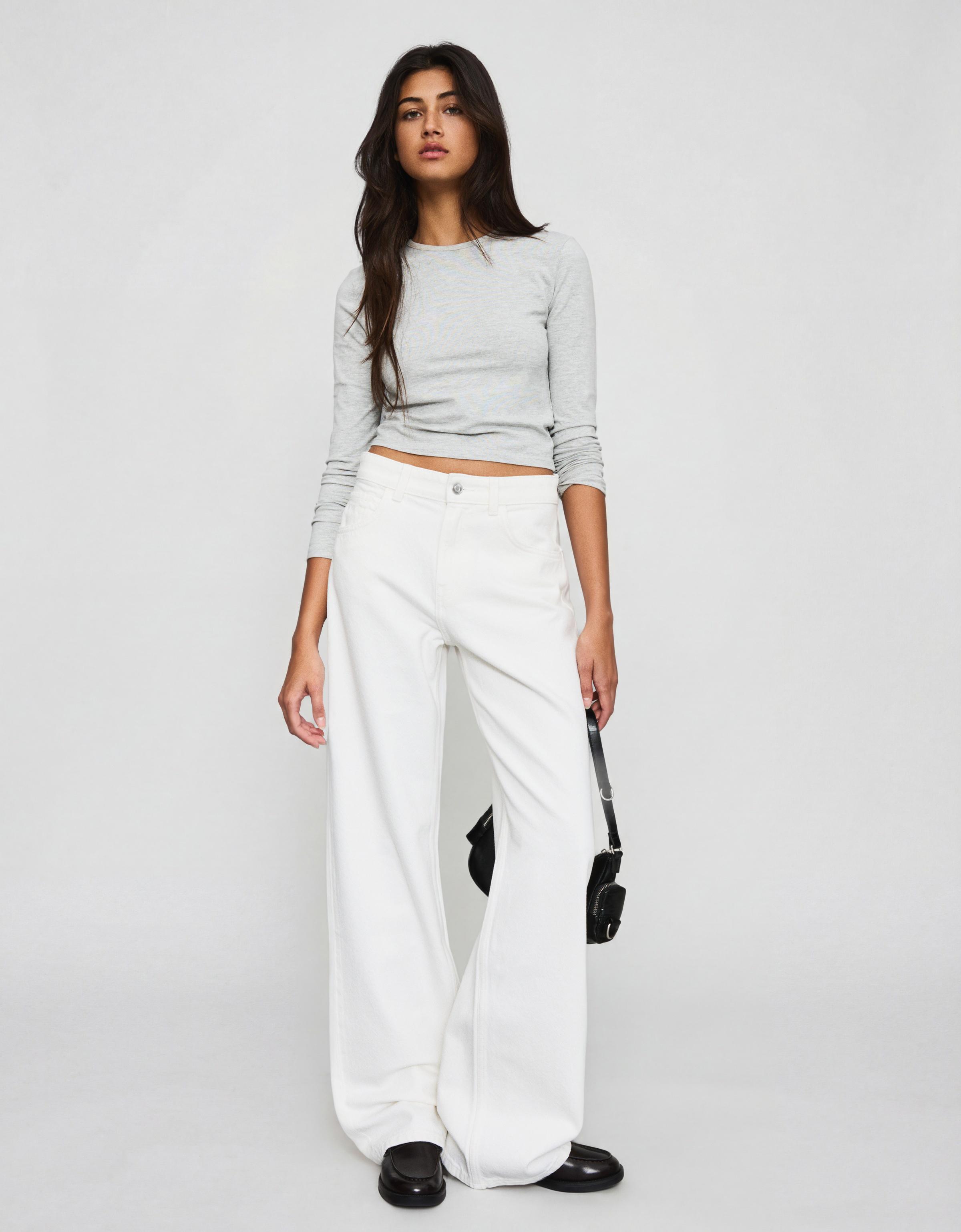 High-waist wide-leg straight jeans